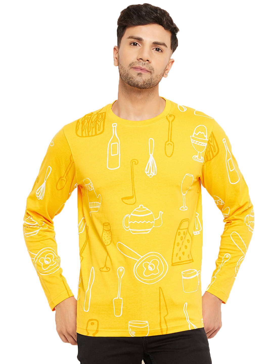 Club York Men Cotton Regular Fit Printed T-Shirt ( Yellow ) Club York Men Cotton Regular Fit Printed T-Shirt ( Yellow )
