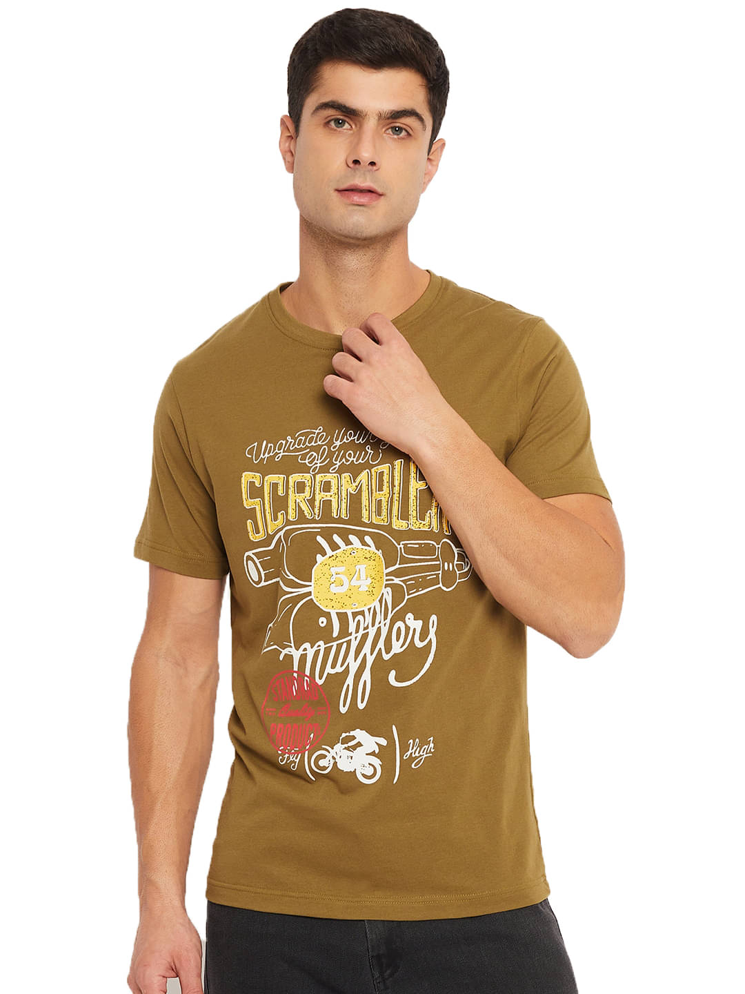 Club York Men Cotton Regular Fit Printed T-Shirt ( Olive ) Club York Men Cotton Regular Fit Printed T-Shirt ( Olive )