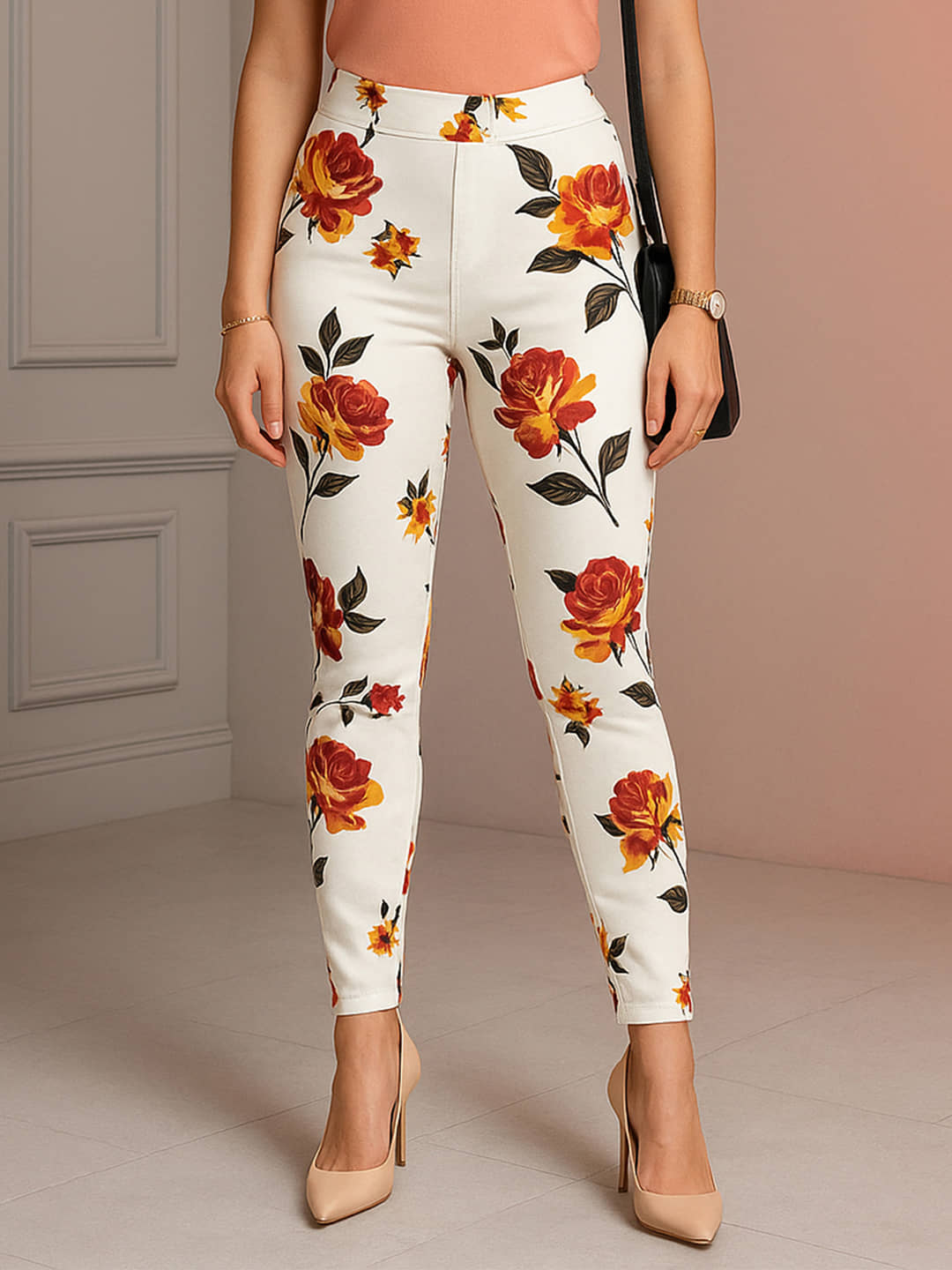 DE TRENDZ Women Cotton Blend Slim Fit Jegging ( White )