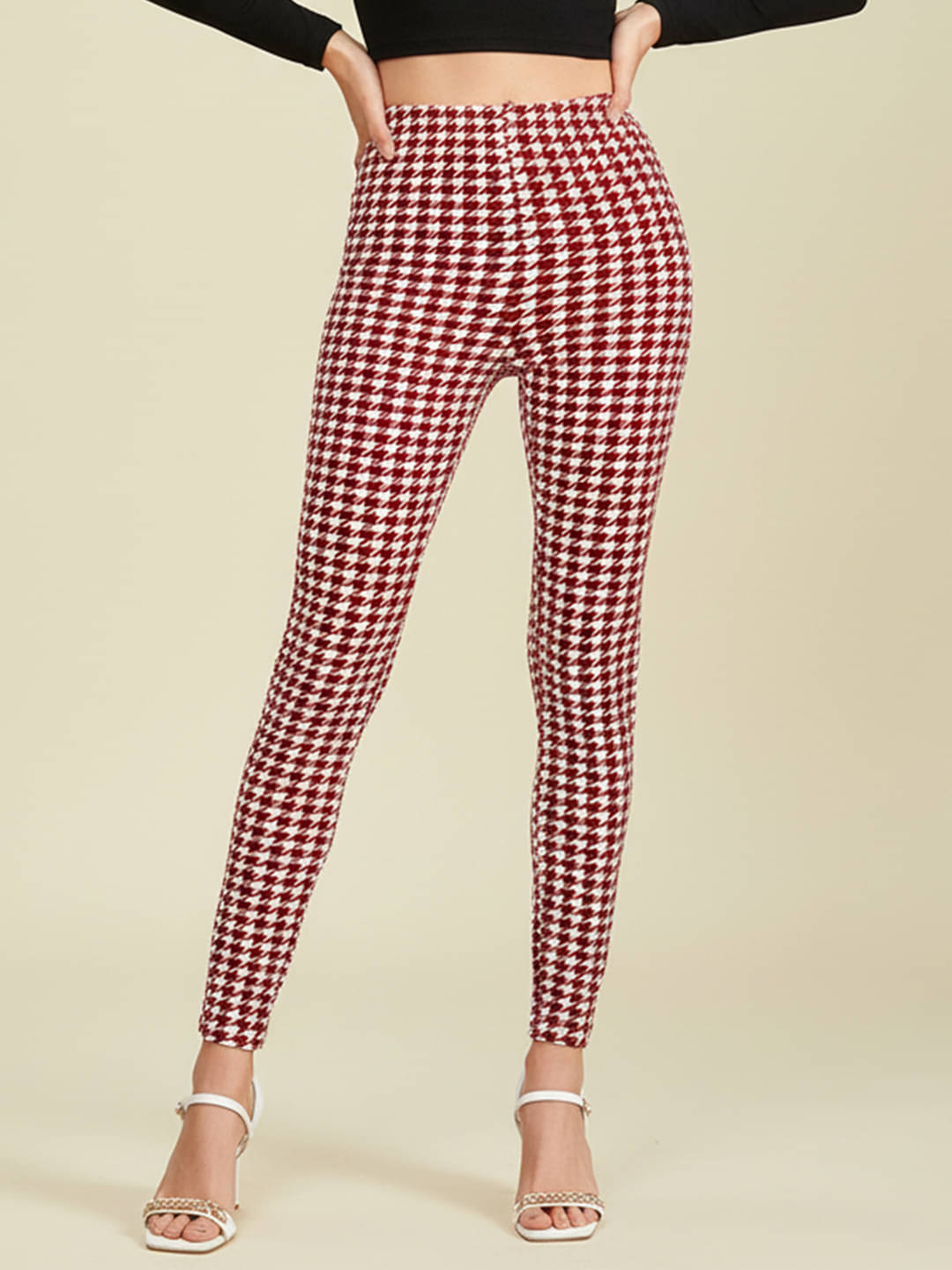     			DE TRENDZ Women Cotton Blend Slim Fit Jegging ( Red )