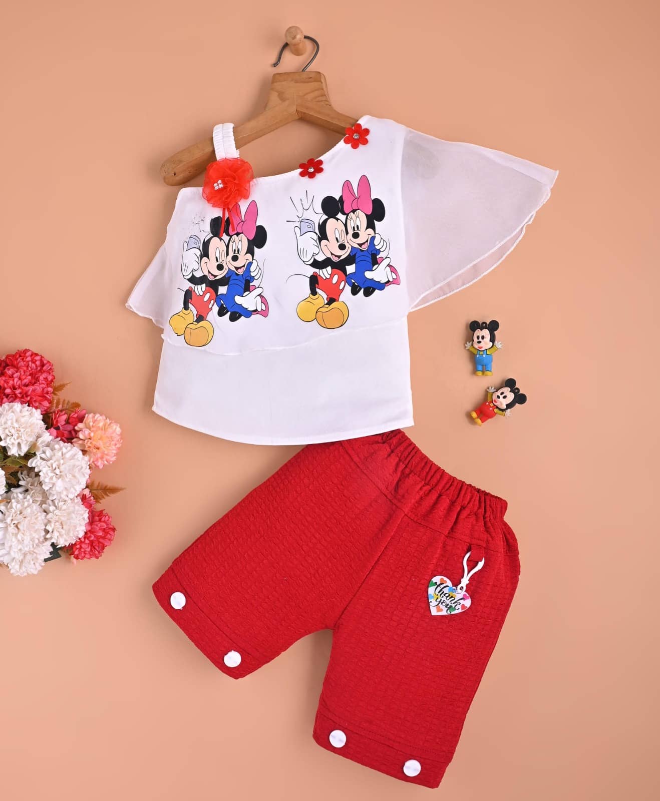 DS DRESSES Pack of 1 Baby Girls 100% Cotton T-shirt & Pants ( Red )