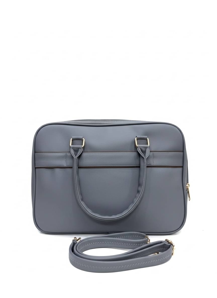     			De Elmore Backpack Faux Leather Set of 1 ( Grey )