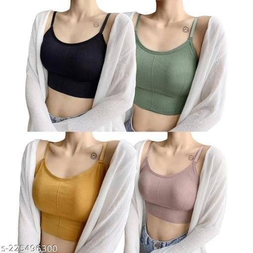 Diksha Pack of 4 Cotton Blend Removable Padding Sports Bra For Women ( Multicolor 2 ) Diksha Pack of 4 Cotton Blend Removable Padding Sports Bra For Women ( Multicolor 2 )