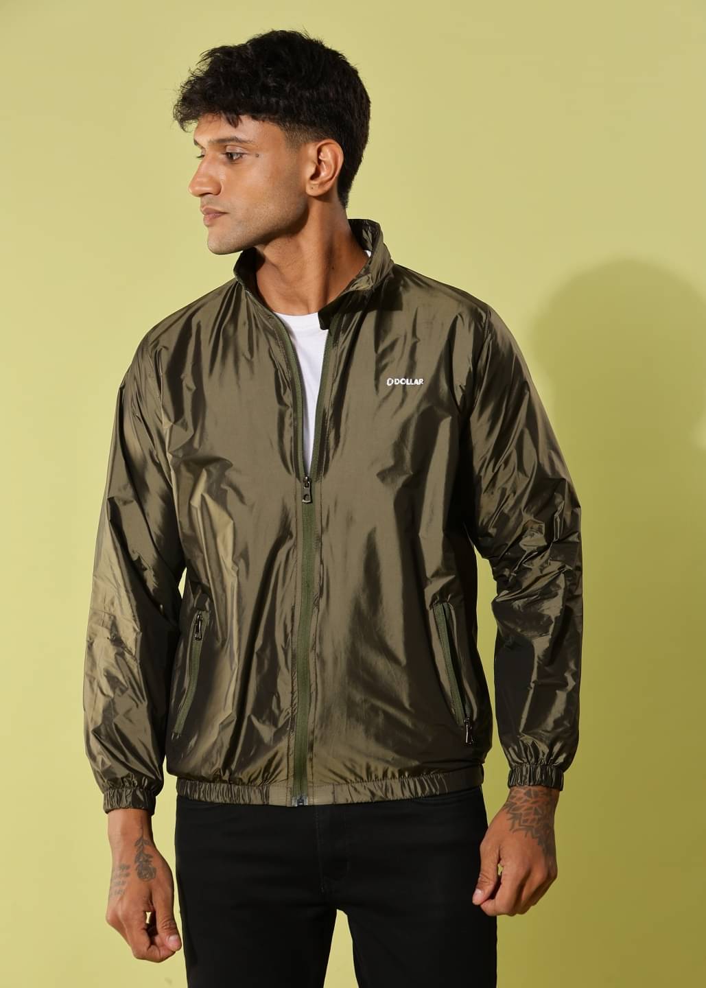     			Dollar Nylon Men's Casual Jacket - Olive ( Pack of 1 )