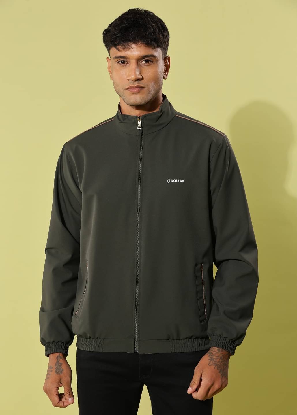     			Dollar Polyester Blend Men's Casual Jacket - Olive ( Pack of 1 )