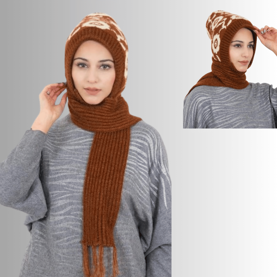 EKRAES MALOSAHA Brown Woollen Women's Headwrap ( Pack of 1 ) EKRAES MALOSAHA Brown Woollen Women's Headwrap ( Pack of 1 )