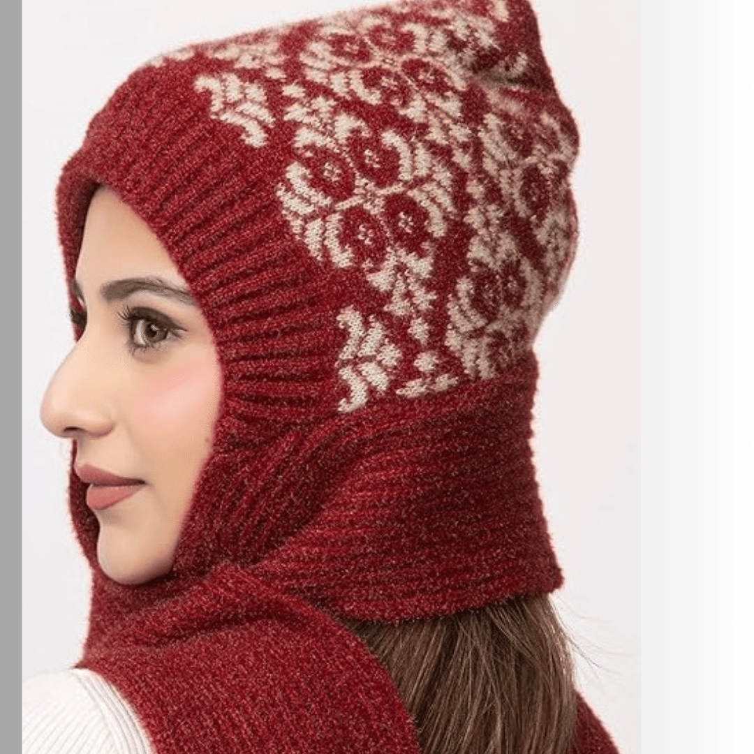 EKRAES MALOSAHA Maroon Woollen Women's Headwrap ( Pack of 1 ) EKRAES MALOSAHA Maroon Woollen Women's Headwrap ( Pack of 1 )