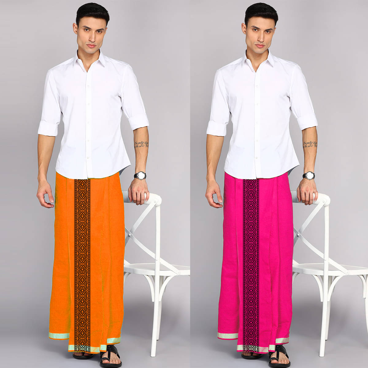 Feather Green Cotton Blend Men's Dhoti Multicolor ( Pack of 2 ) Feather Green Cotton Blend Men's Dhoti Multicolor ( Pack of 2 )