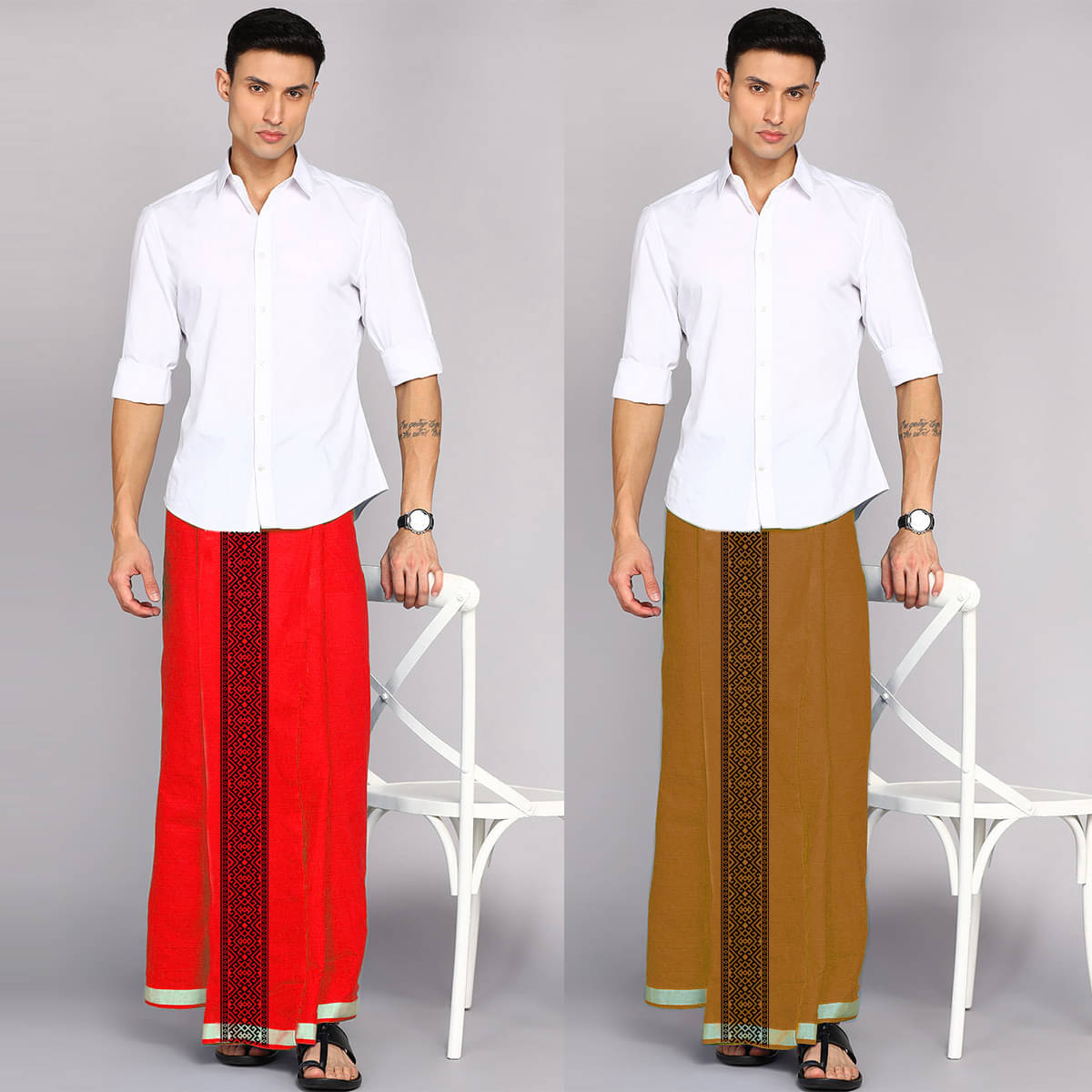 Feather Green Cotton Blend Men's Dhoti Multicolor ( Pack of 2 ) Feather Green Cotton Blend Men's Dhoti Multicolor ( Pack of 2 )