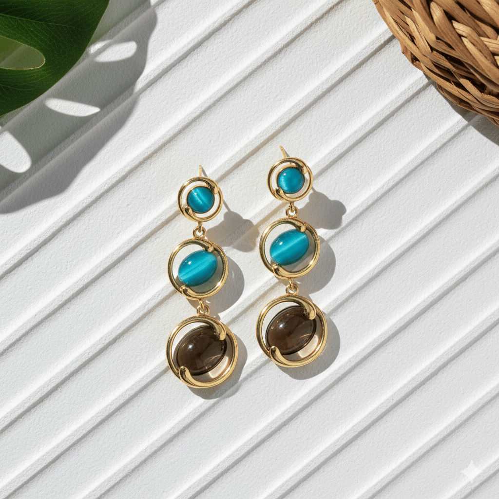     			Flauri Multi Color Drop Earrings ( Pack of 1 )