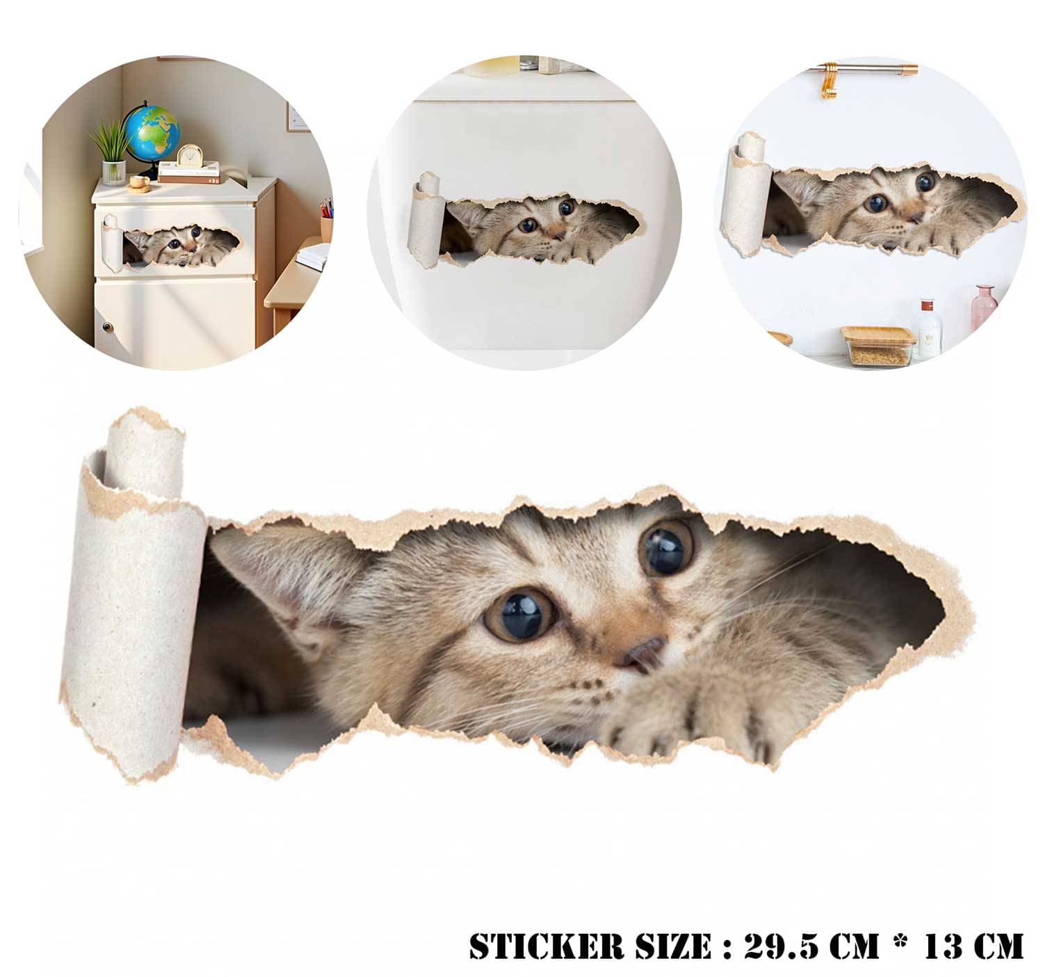     			Flenzy This Playful And Eye-Catching 3D Cat Wall Sticker