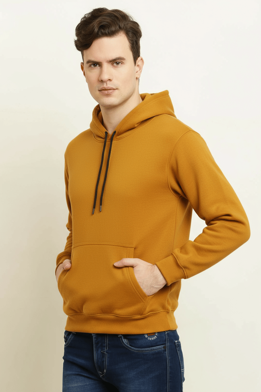 GARBFEB Fleece Hooded Men's Sweatshirt - Mustard ( Pack of 1 )     			GARBFEB Fleece Hooded Men's Sweatshirt - Mustard ( Pack of 1 )