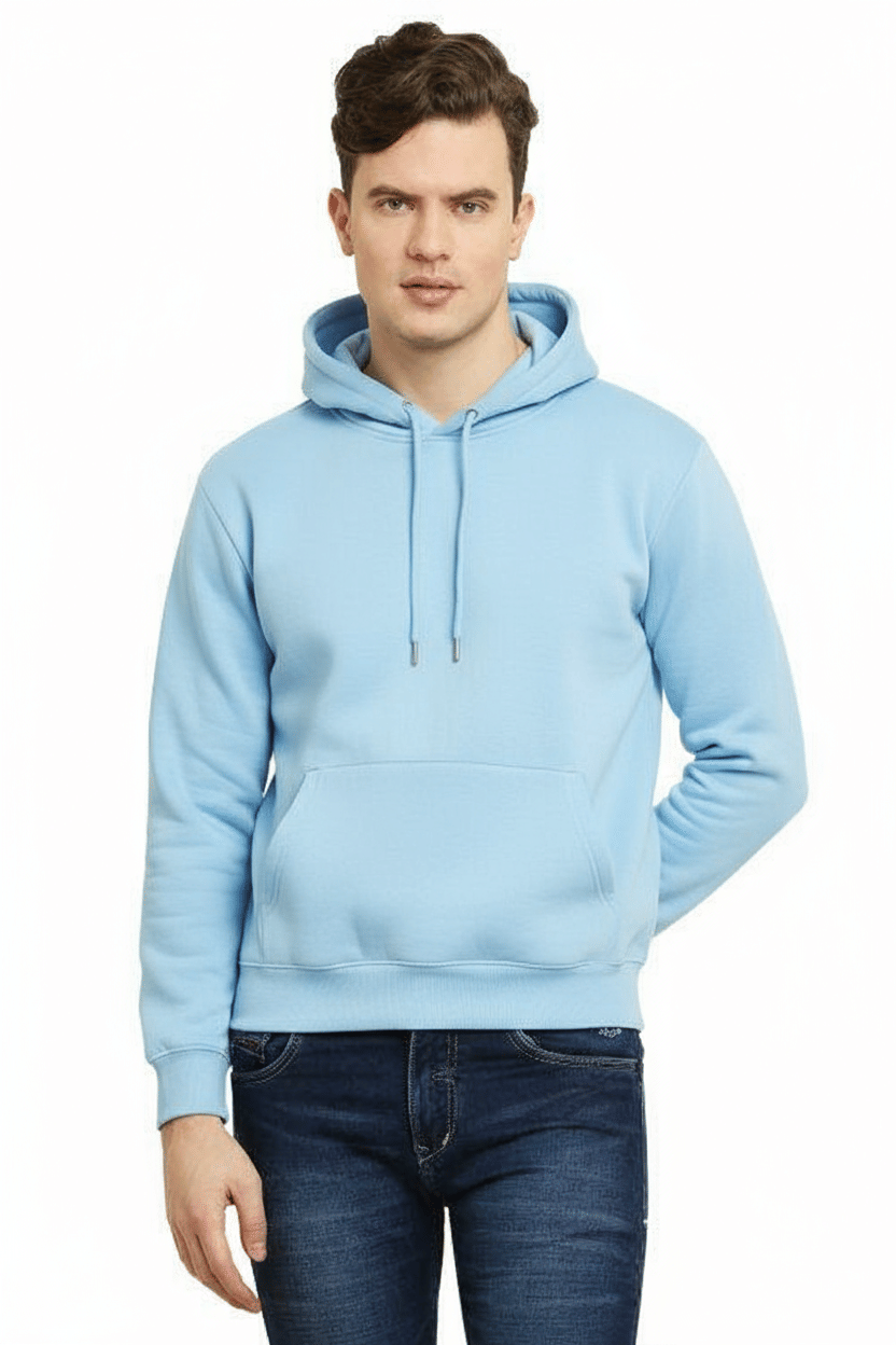 GARBFEB Fleece Hooded Men's Sweatshirt - Light Blue ( Pack of 1 )     			GARBFEB Fleece Hooded Men's Sweatshirt - Light Blue ( Pack of 1 )