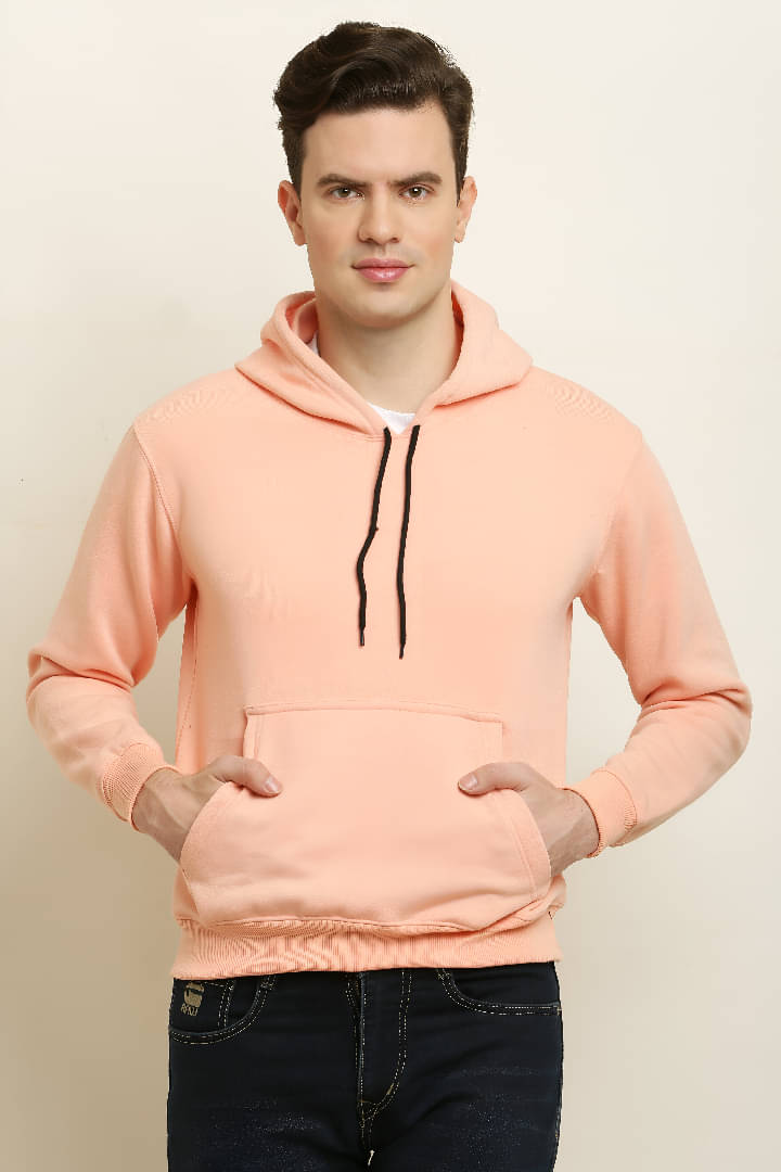 GARBFEB Fleece Hooded Men's Sweatshirt - Peach ( Pack of 1 )     			GARBFEB Fleece Hooded Men's Sweatshirt - Peach ( Pack of 1 )