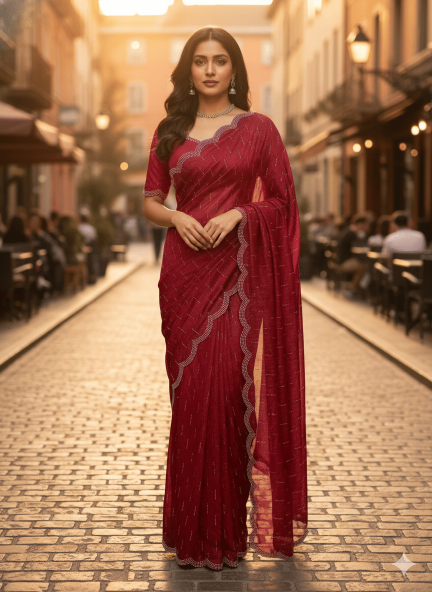 GENERIC SUDEV Net Embellished Regular Saree With Unstitched Blouse Piece ( Maroon ) GENERIC SUDEV Net Embellished Regular Saree With Unstitched Blouse Piece ( Maroon )