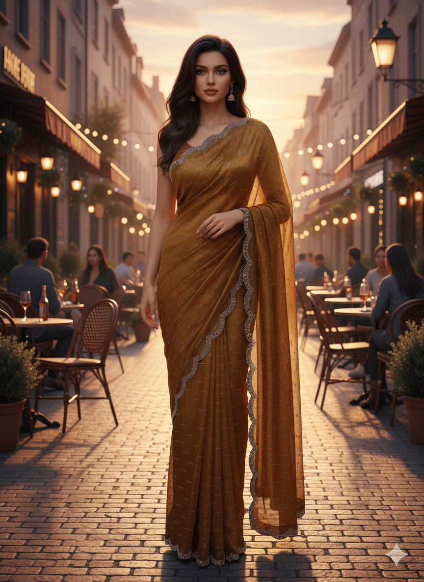 GENERIC SUDEV Net Embellished Regular Saree With Unstitched Blouse Piece ( Rust ) GENERIC SUDEV Net Embellished Regular Saree With Unstitched Blouse Piece ( Rust )