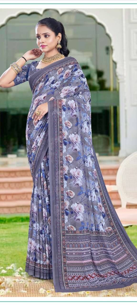 GENRIC 01 Cotton Blend Printed Bomkai Saree With Unstitched Blouse Piece ( Blue ) GENRIC 01 Cotton Blend Printed Bomkai Saree With Unstitched Blouse Piece ( Blue )