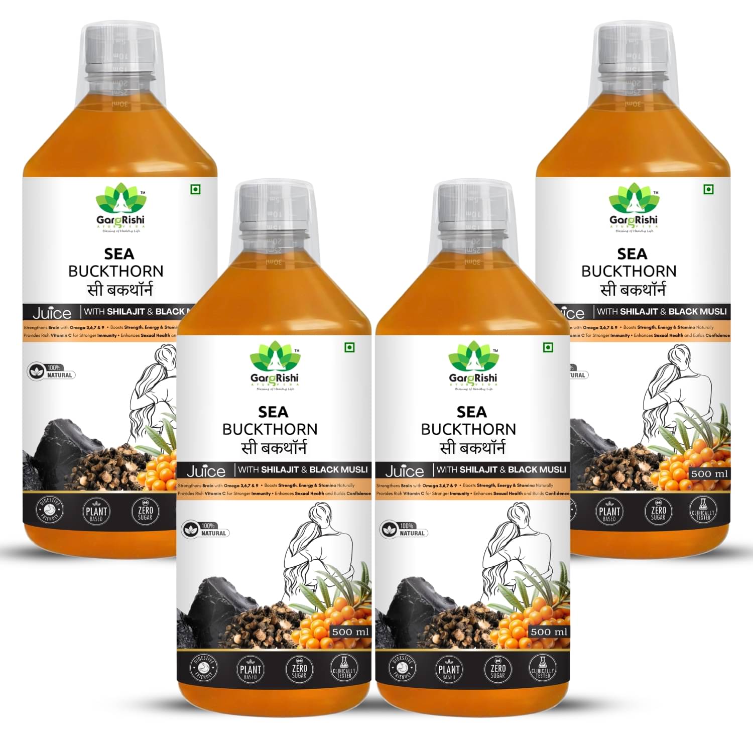 GargRishi Ayurveda Sea Buckthorn Juice with Shilajit & Black Musli 2000ml| Enhance Strength, Stamina & Timing | Blend of 15 Ayurvedic Herbs | Vitamin C | Zero Sugar     			GargRishi Ayurveda Sea Buckthorn Juice with Shilajit & Black Musli 2000ml| Enhance Strength, Stamina & Timing | Blend of 15 Ayurvedic Herbs | Vitamin C | Zero Sugar