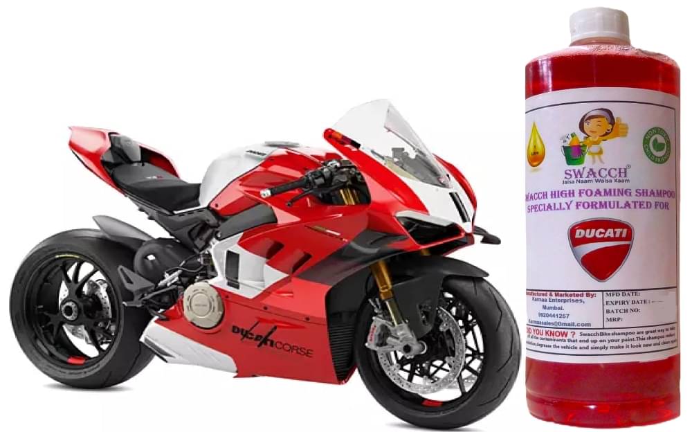 High Foaming Bike Shampoo Formulated For Ducati Panigale V4 R , Thick Foam with Wax Coat I Non-Toxic Formula I Super Saver Pack I Premium Wax Formulation I Glossy & Shine I 1 Litre     			High Foaming Bike Shampoo Formulated For Ducati Panigale V4 R , Thick Foam with Wax Coat I Non-Toxic Formula I Super Saver Pack I Premium Wax Formulation I Glossy & Shine I 1 Litre