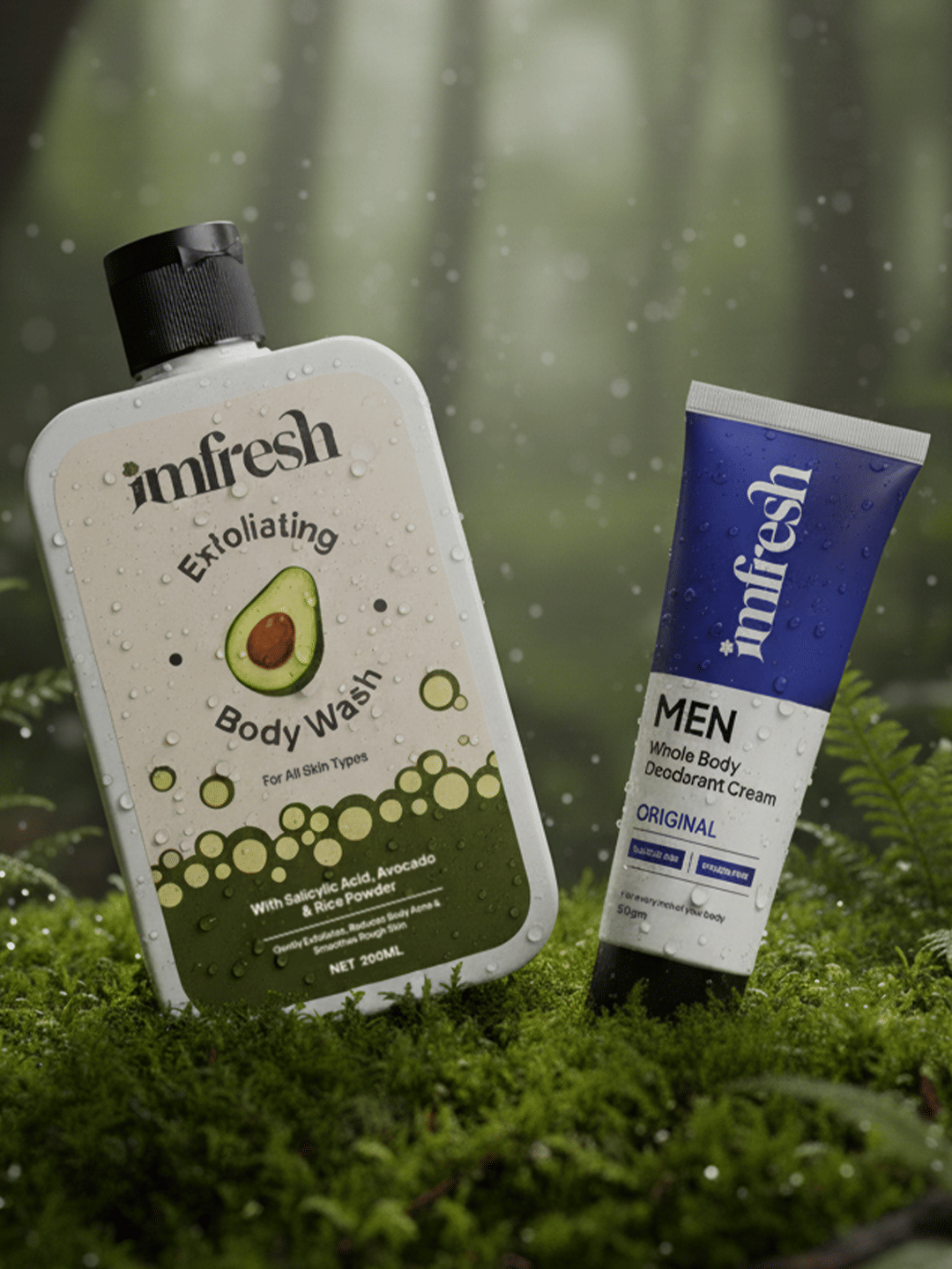 IMFRESH Men Cream & Exfoliating Body Wash Deodorant Cream for Men 250 ml ( Pack of 2 )     			IMFRESH Men Cream & Exfoliating Body Wash Deodorant Cream for Men 250 ml ( Pack of 2 )