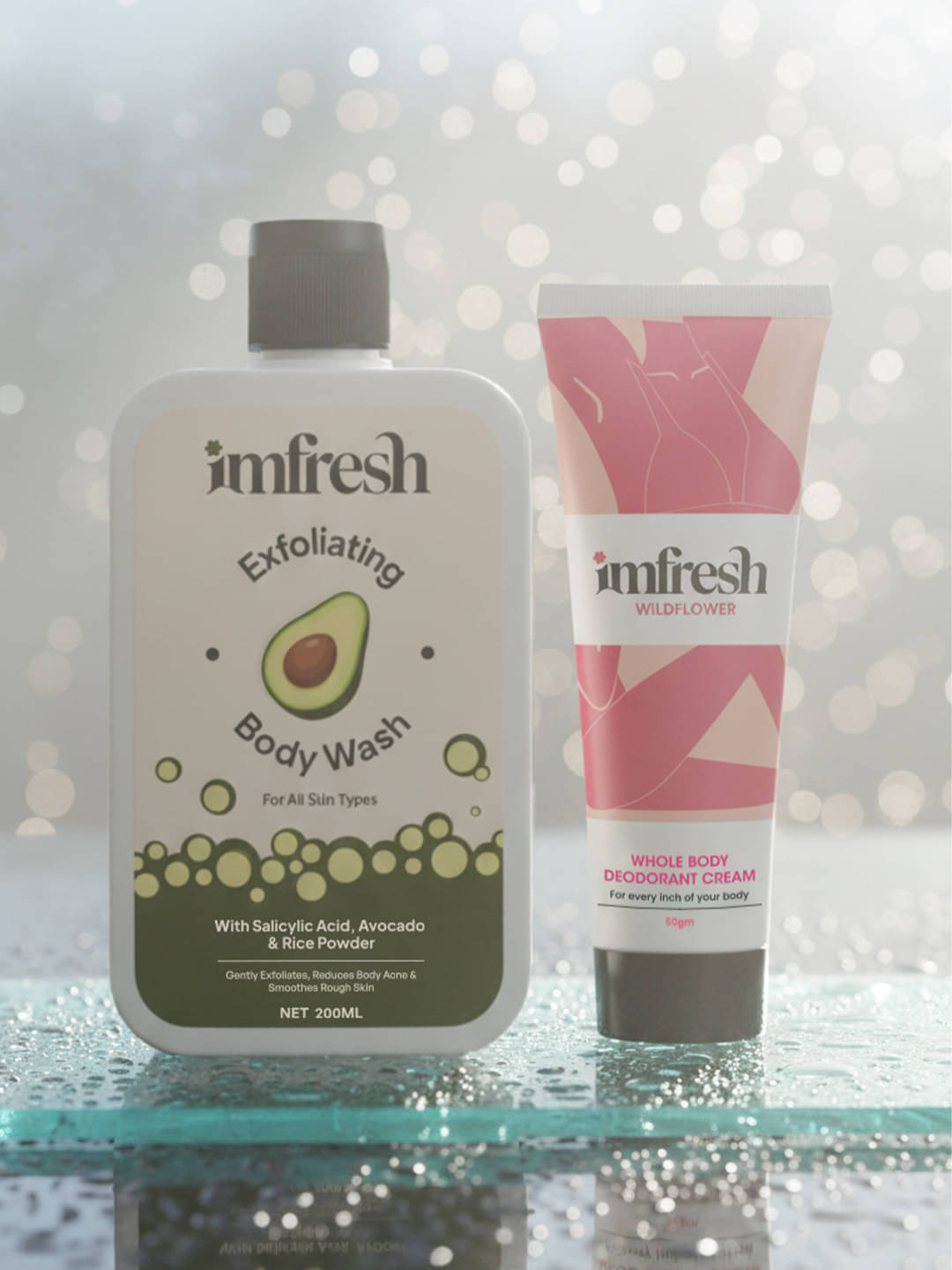 IMFRESH Wildflower Cream & Exfoliating Body Wash Deodorant Cream for Women 300 ml ( Pack of 2 )     			IMFRESH Wildflower Cream & Exfoliating Body Wash Deodorant Cream for Women 300 ml ( Pack of 2 )