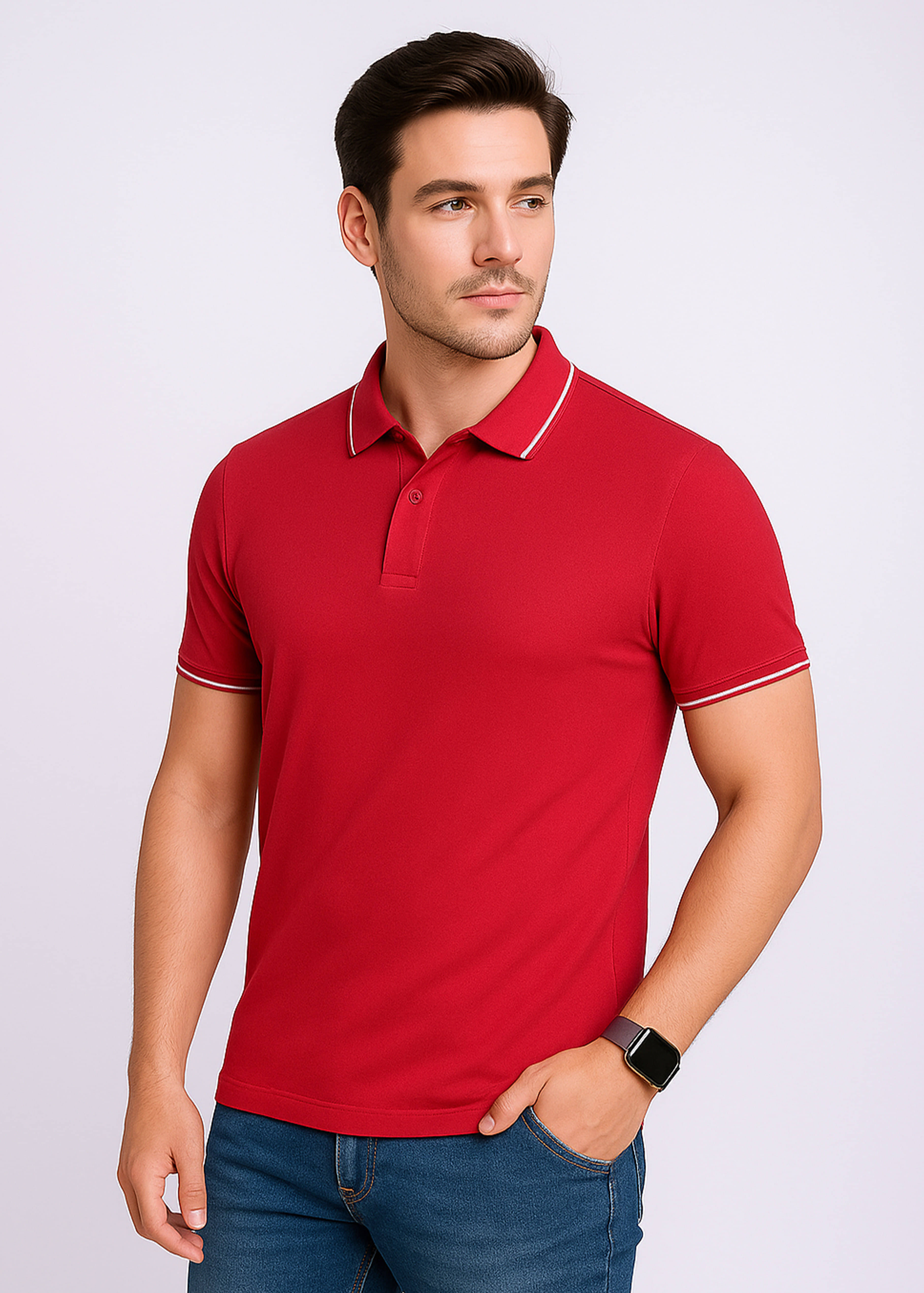 Imperio Men Polyester Regular Fit Solid Polo T Shirt ( Red )     			Imperio Men Polyester Regular Fit Solid Polo T Shirt ( Red )