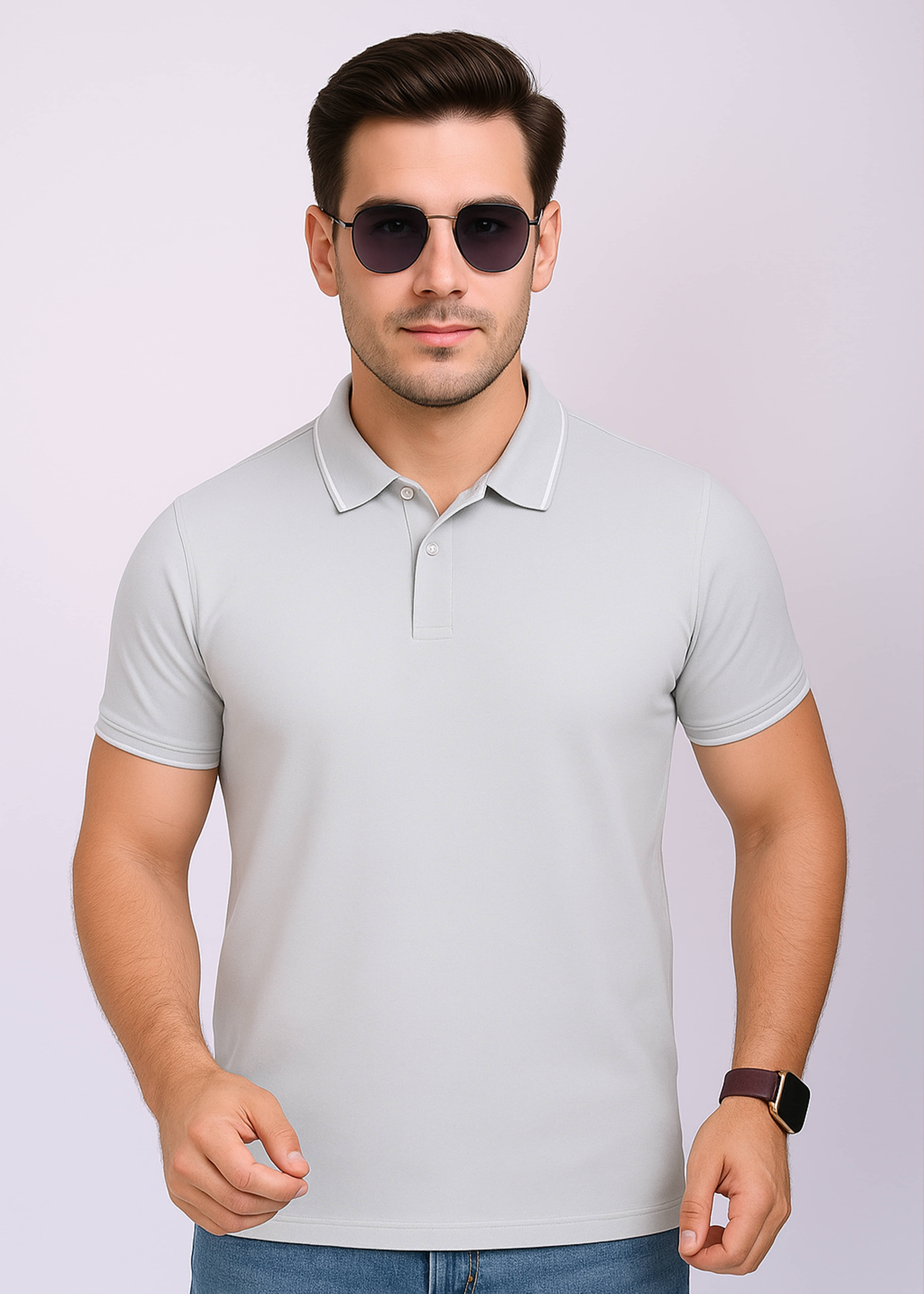 Imperio Men Polyester Regular Fit Solid Polo T Shirt ( Grey )     			Imperio Men Polyester Regular Fit Solid Polo T Shirt ( Grey )