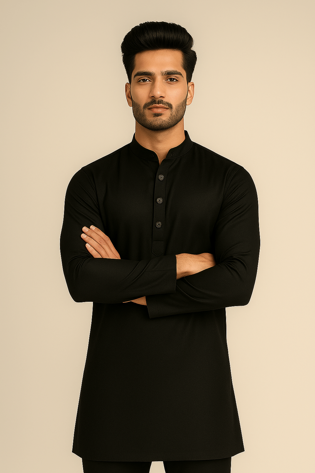 Indian Poshakh Black Blended Men's Regular Kurta ( Pack of 1 )     			Indian Poshakh Black Blended Men's Regular Kurta ( Pack of 1 )