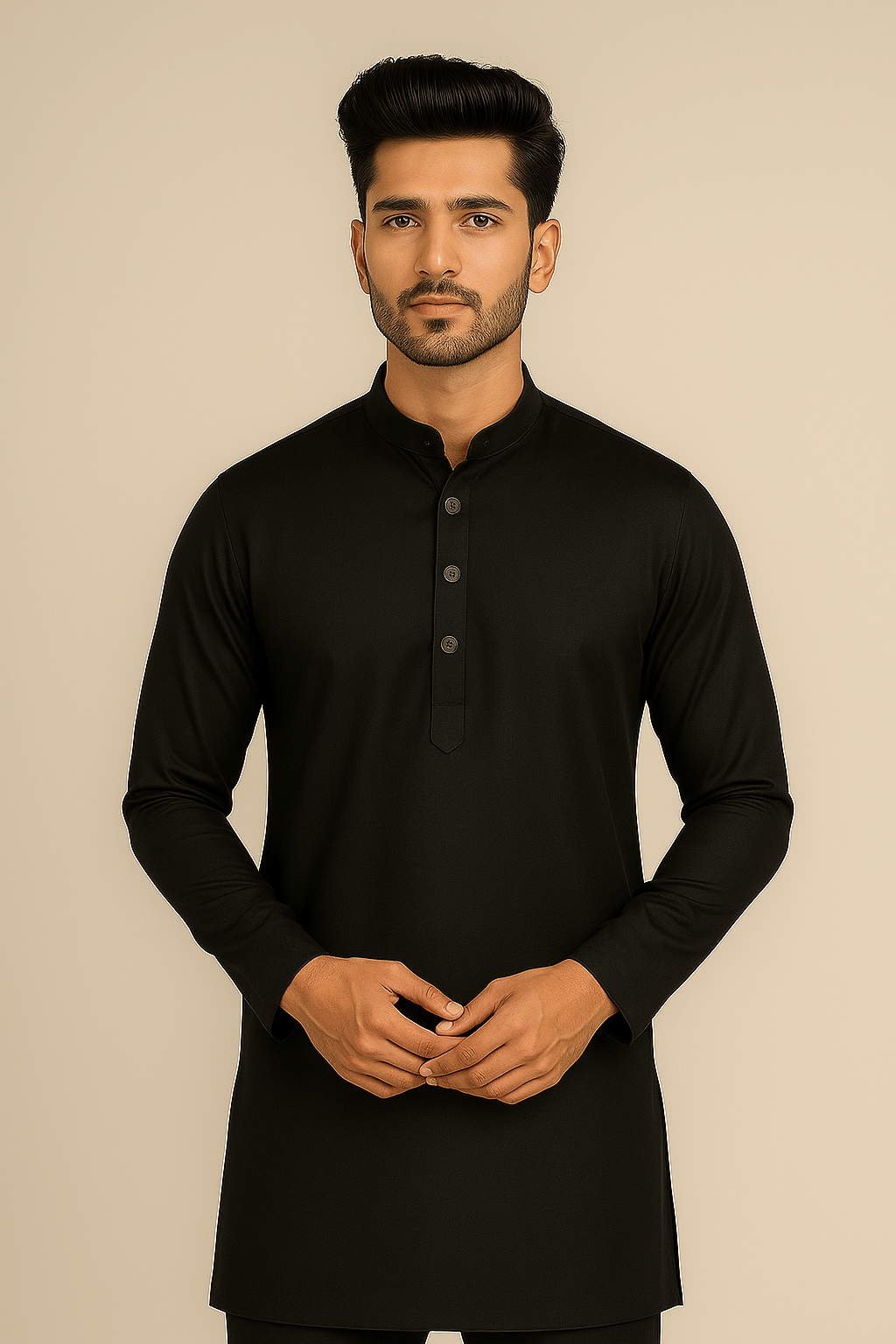 Indian Poshakh Black Blended Men's Regular Kurta ( Pack of 1 )     			Indian Poshakh Black Blended Men's Regular Kurta ( Pack of 1 )