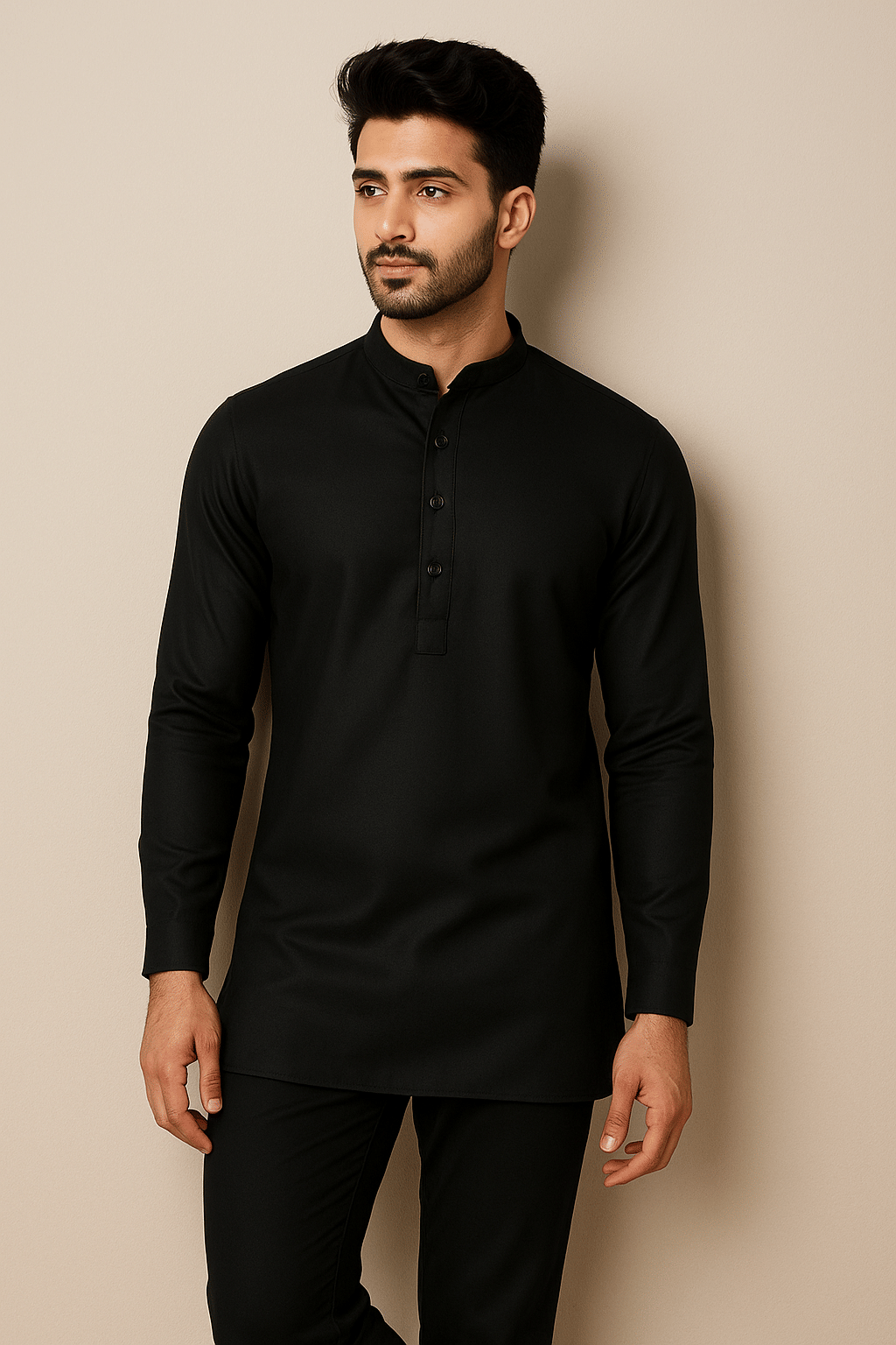 Indian Poshakh Black Blended Men's Regular Kurta ( Pack of 1 ) Indian Poshakh Black Blended Men's Regular Kurta ( Pack of 1 )