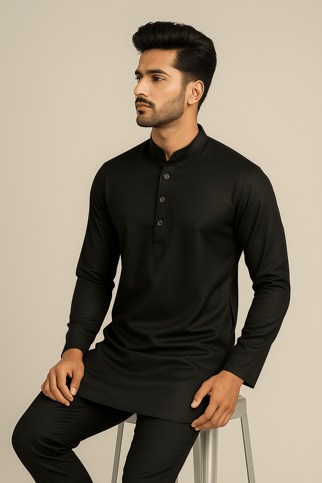 Indian Poshakh Black Blended Men's Regular Kurta ( Pack of 1 ) Indian Poshakh Black Blended Men's Regular Kurta ( Pack of 1 )