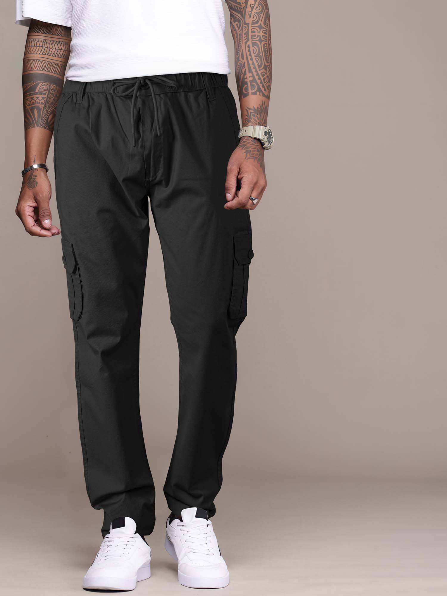     			JB JUST BLACK Relax Men's Cargos - Black ( Pack of 1 )