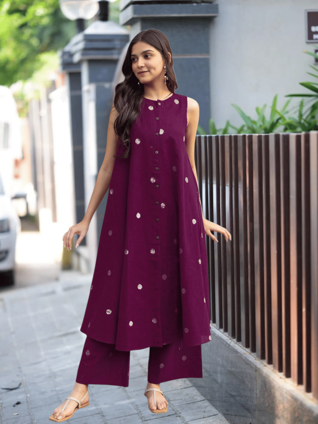 Jinal Creation Women Rayon Self Design A-line Kurti With Pants ( Wine )     			Jinal Creation Women Rayon Self Design A-line Kurti With Pants ( Wine )