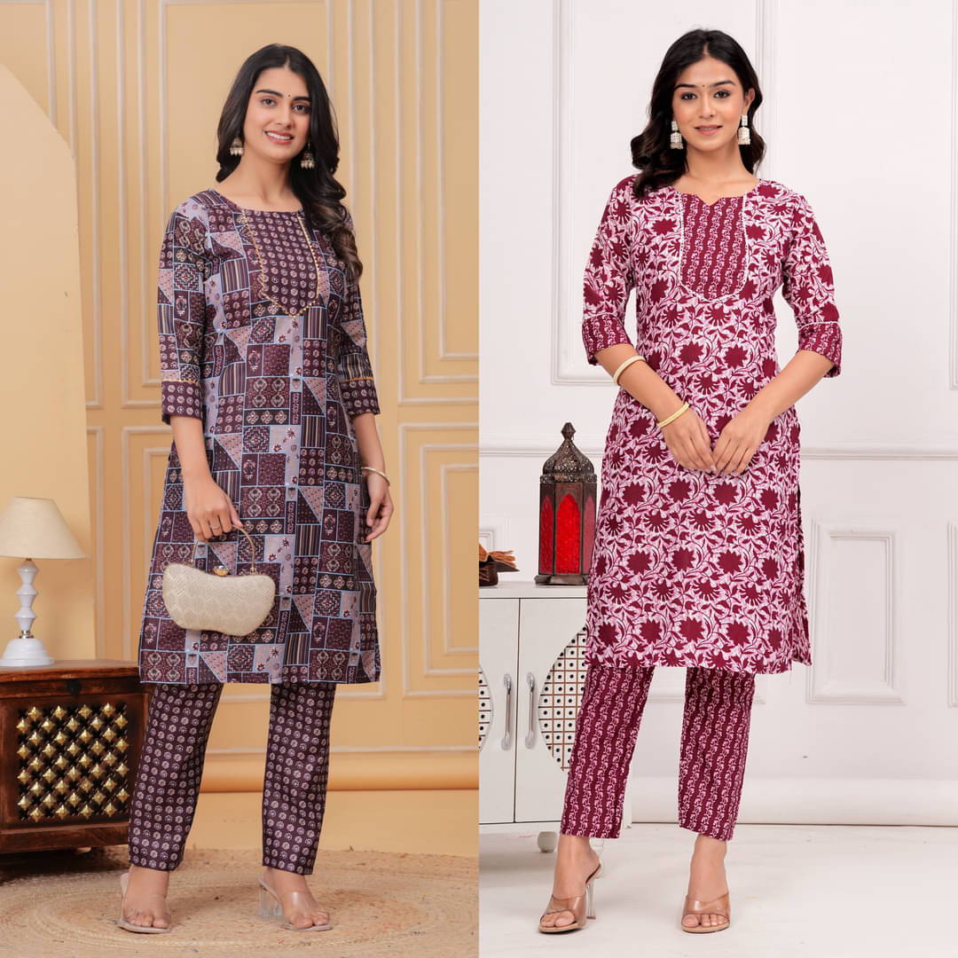 Jinal Creation Women Rayon Self Design A-line Kurti With Pants ( Multicoloured ) Jinal Creation Women Rayon Self Design A-line Kurti With Pants ( Multicoloured )