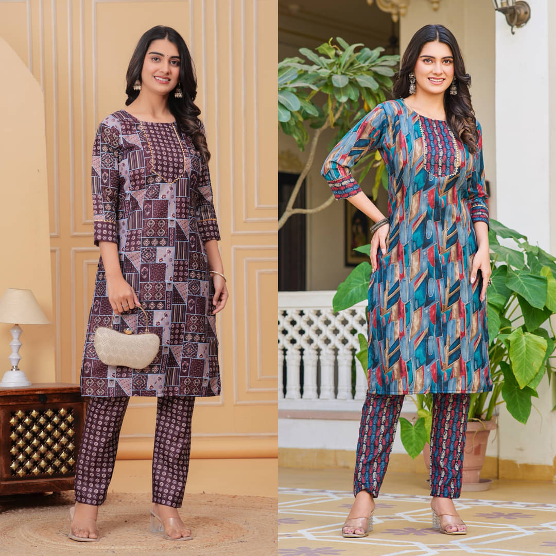 Jinal Creation Women Rayon Self Design A-line Kurti With Pants ( Multicolor 3 ) Jinal Creation Women Rayon Self Design A-line Kurti With Pants ( Multicolor 3 )