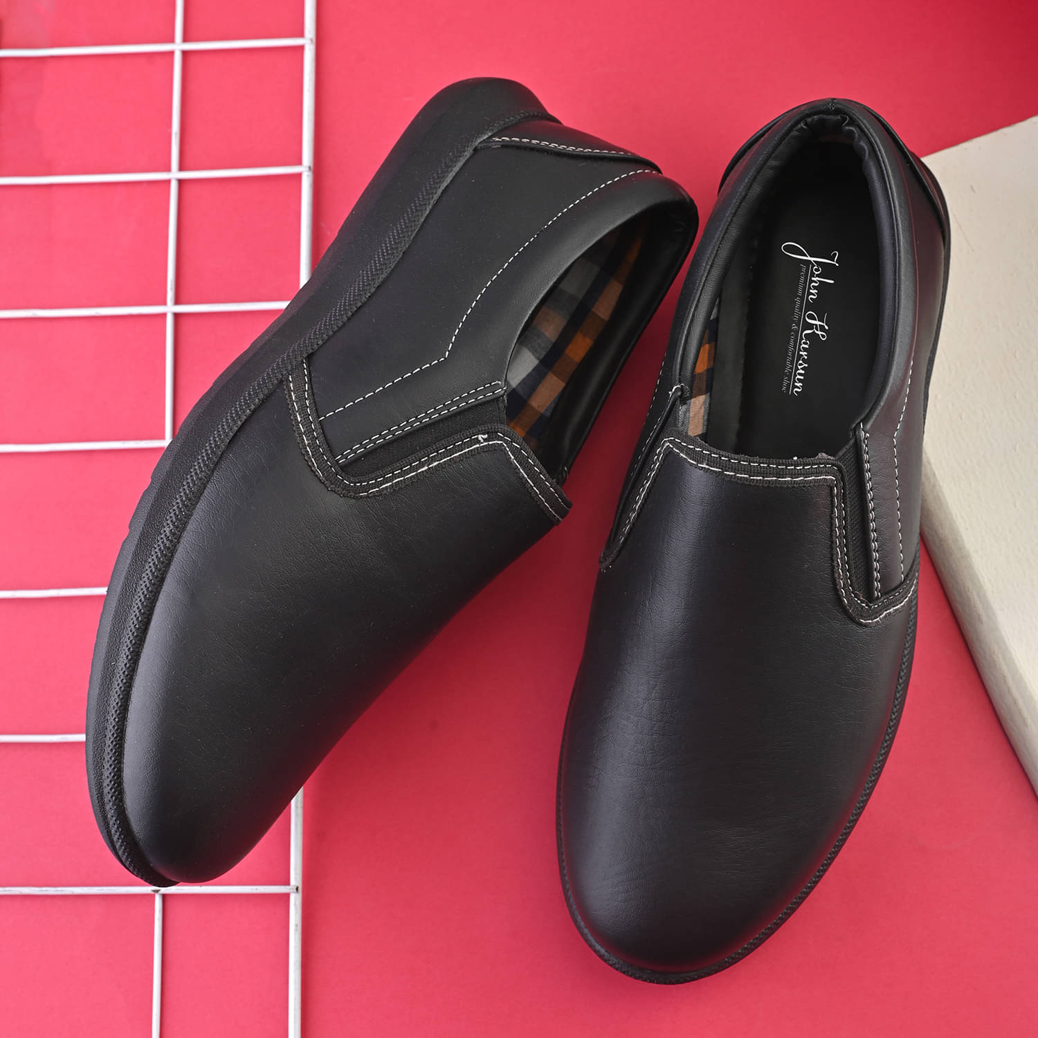 John Karsun Black Men's Slip On Formal Shoes     			John Karsun Black Men's Slip On Formal Shoes