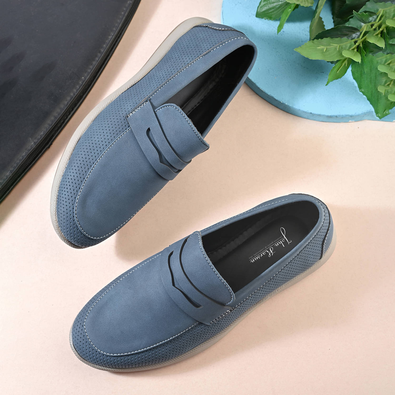     			John Karsun Blue Men's Slip on Shoes