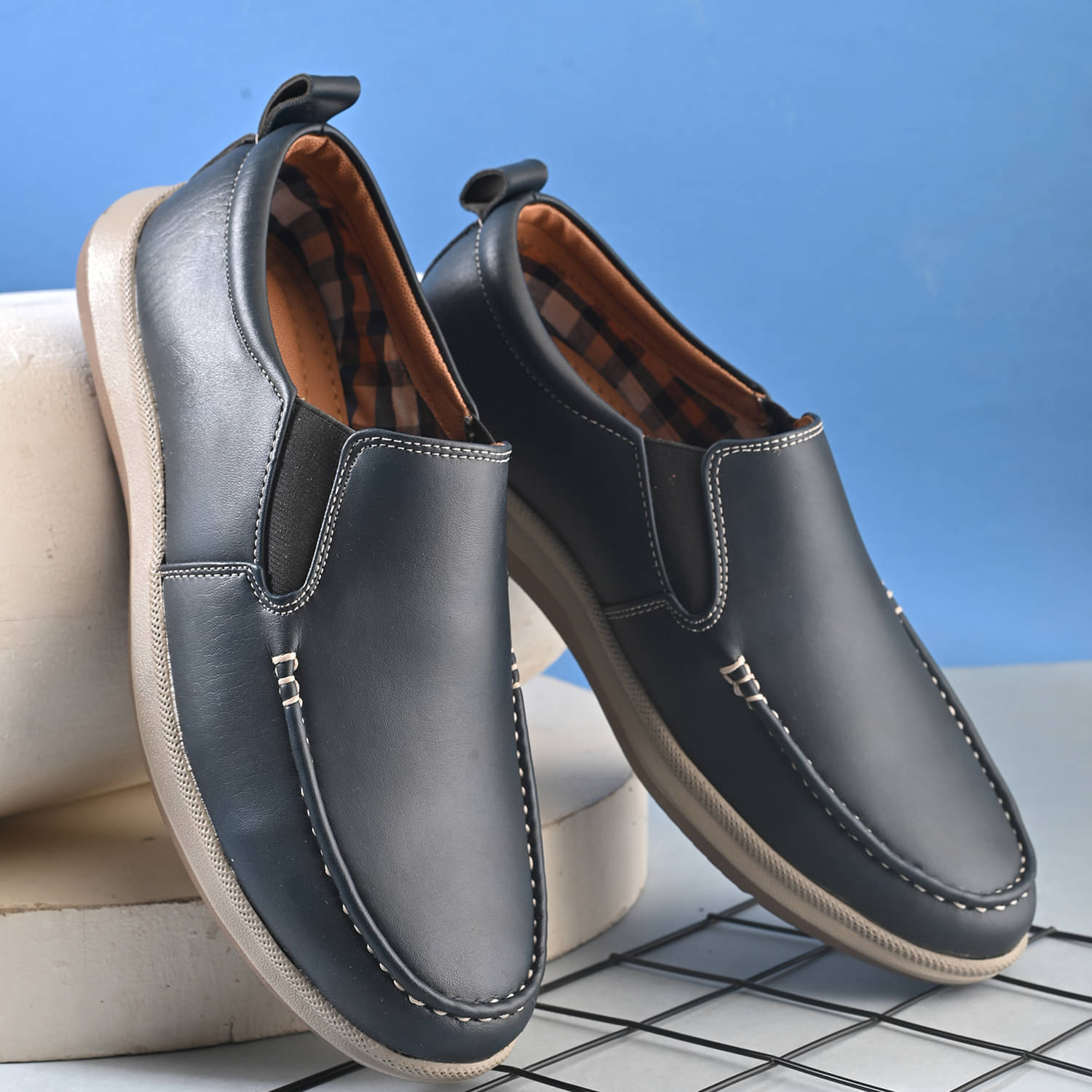 John Karsun Blue Men's Slip On Formal Shoes John Karsun Blue Men's Slip On Formal Shoes