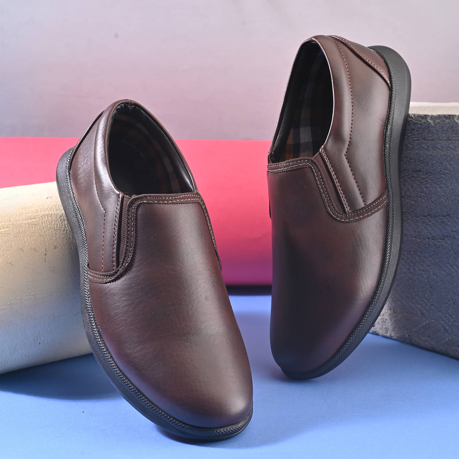 John Karsun Brown Men's Slip On Formal Shoes     			John Karsun Brown Men's Slip On Formal Shoes