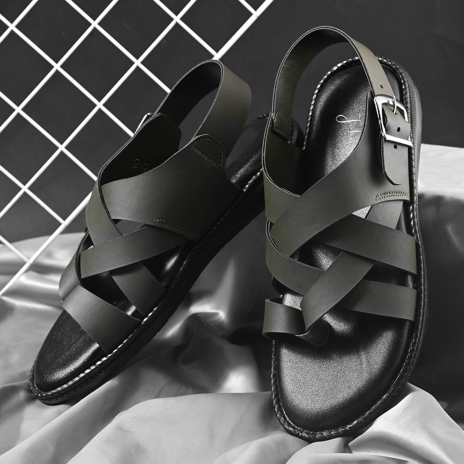 John Karsun - Olive Men's Sandals     			John Karsun - Olive Men's Sandals