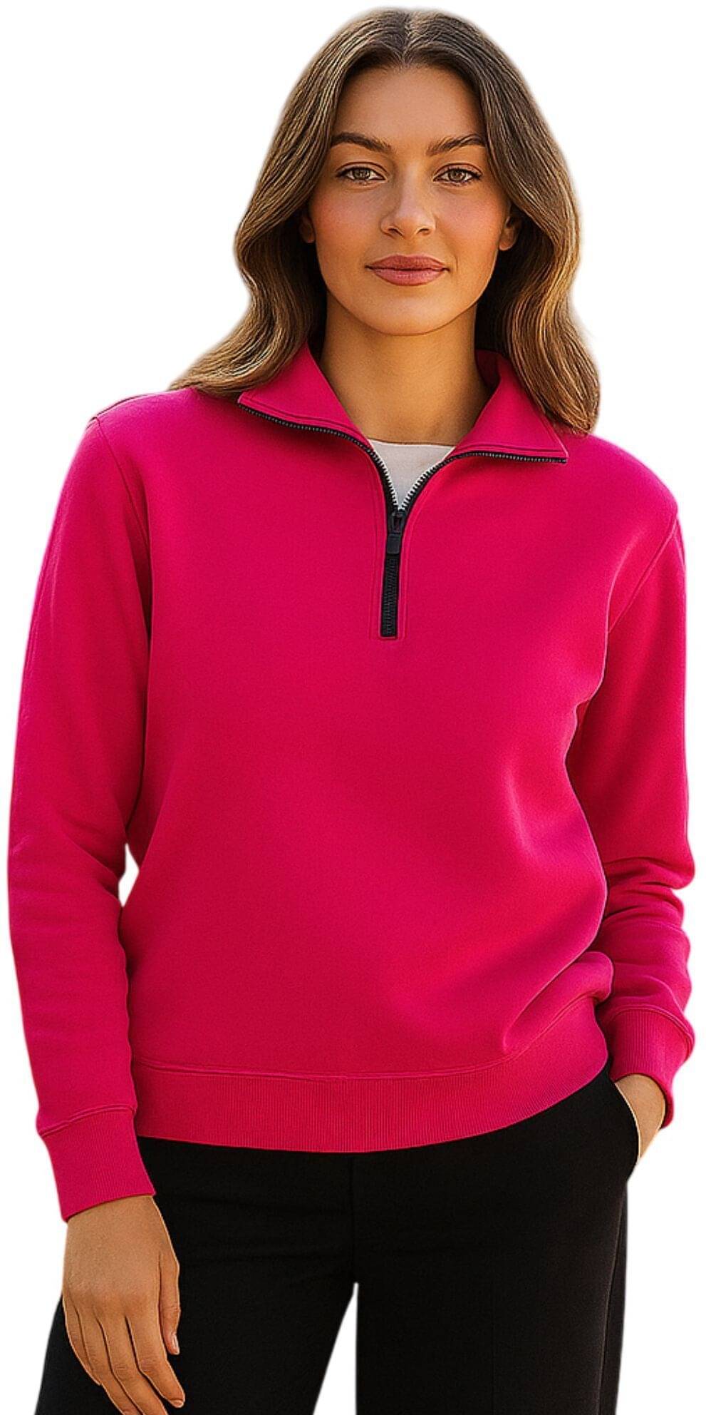     			KASENDRA Women Fleece High Neck Sweatshirt For Heavy Winters ( Pink )