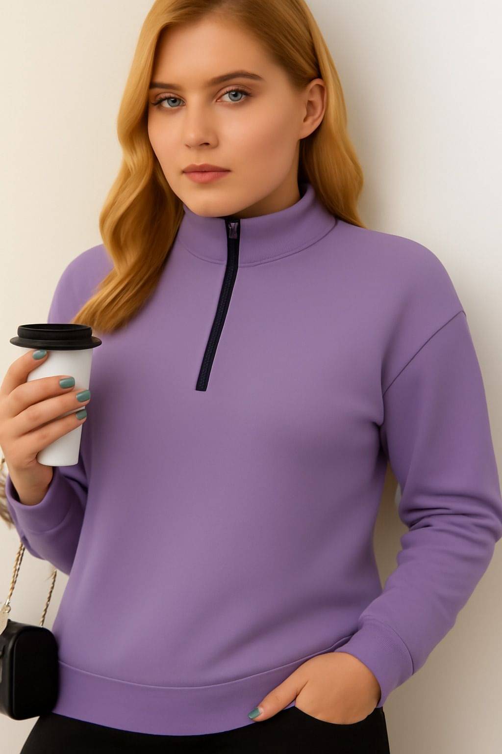 KASENDRA Women Fleece High Neck Sweatshirt For Heavy Winters ( Purple ) KASENDRA Women Fleece High Neck Sweatshirt For Heavy Winters ( Purple )