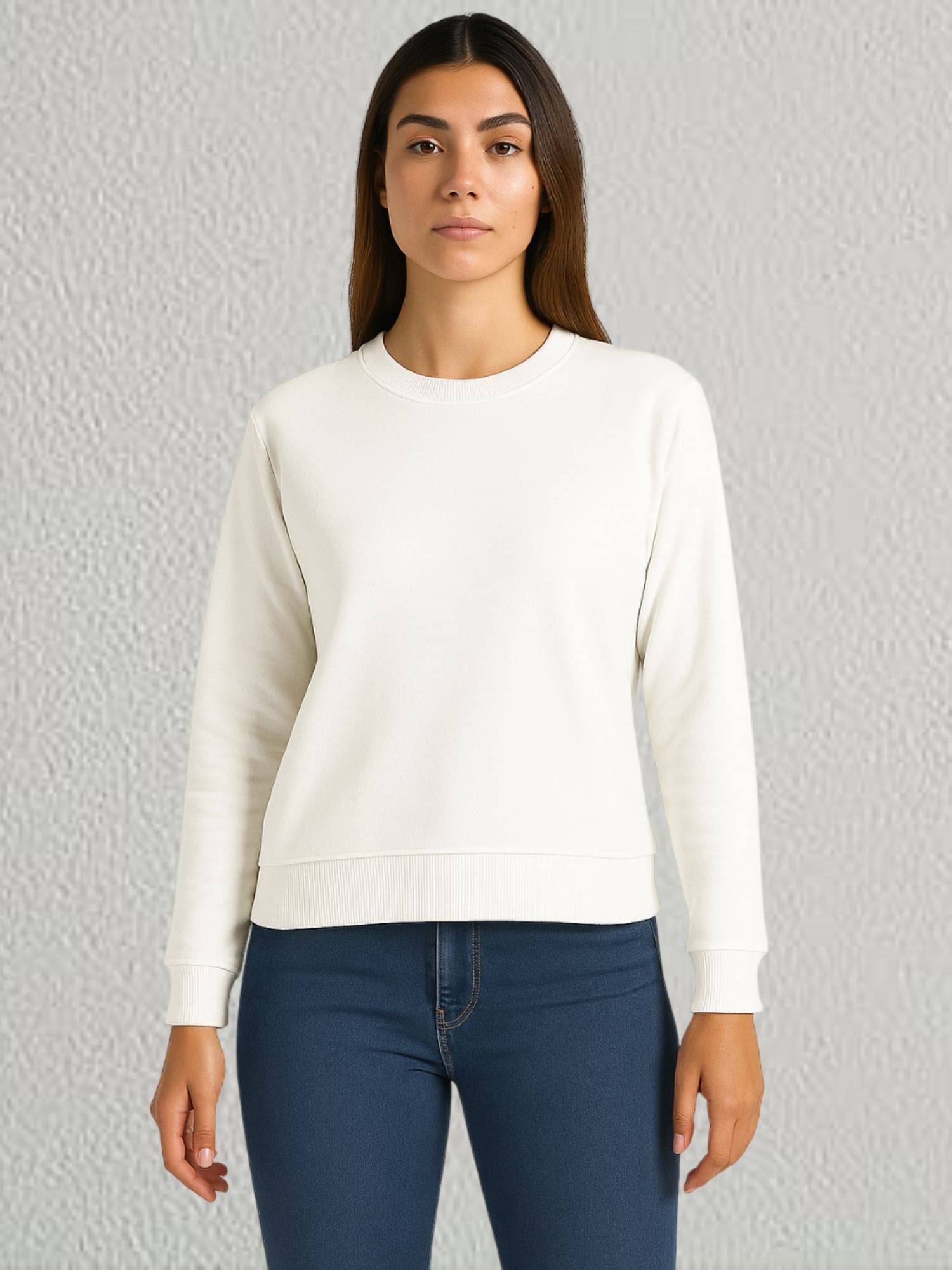 KASENDRA Women Fleece Round Neck Sweatshirt For Heavy Winters ( White ) KASENDRA Women Fleece Round Neck Sweatshirt For Heavy Winters ( White )