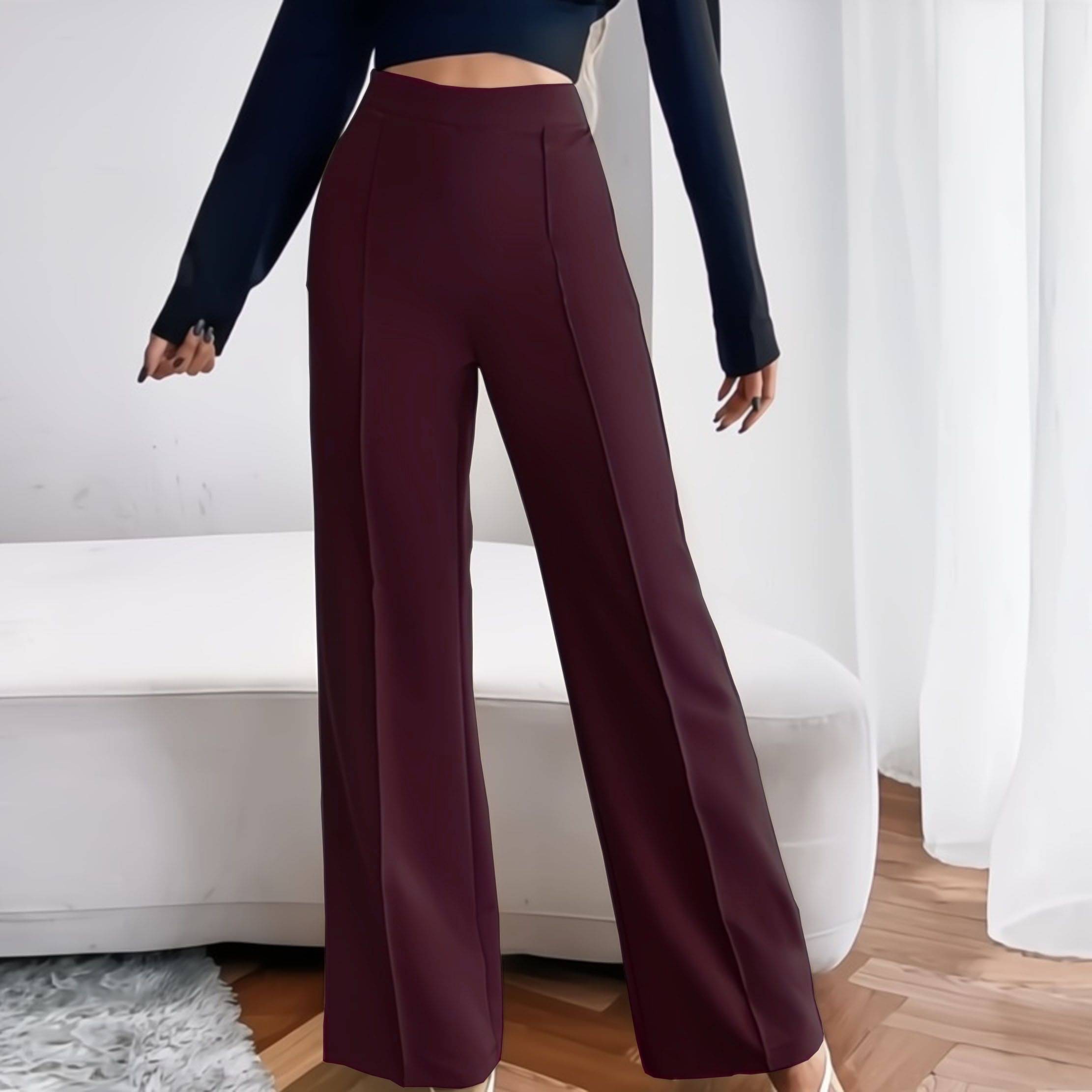     			KASENDRA Women Polyester Casual Trousers ( Maroon )