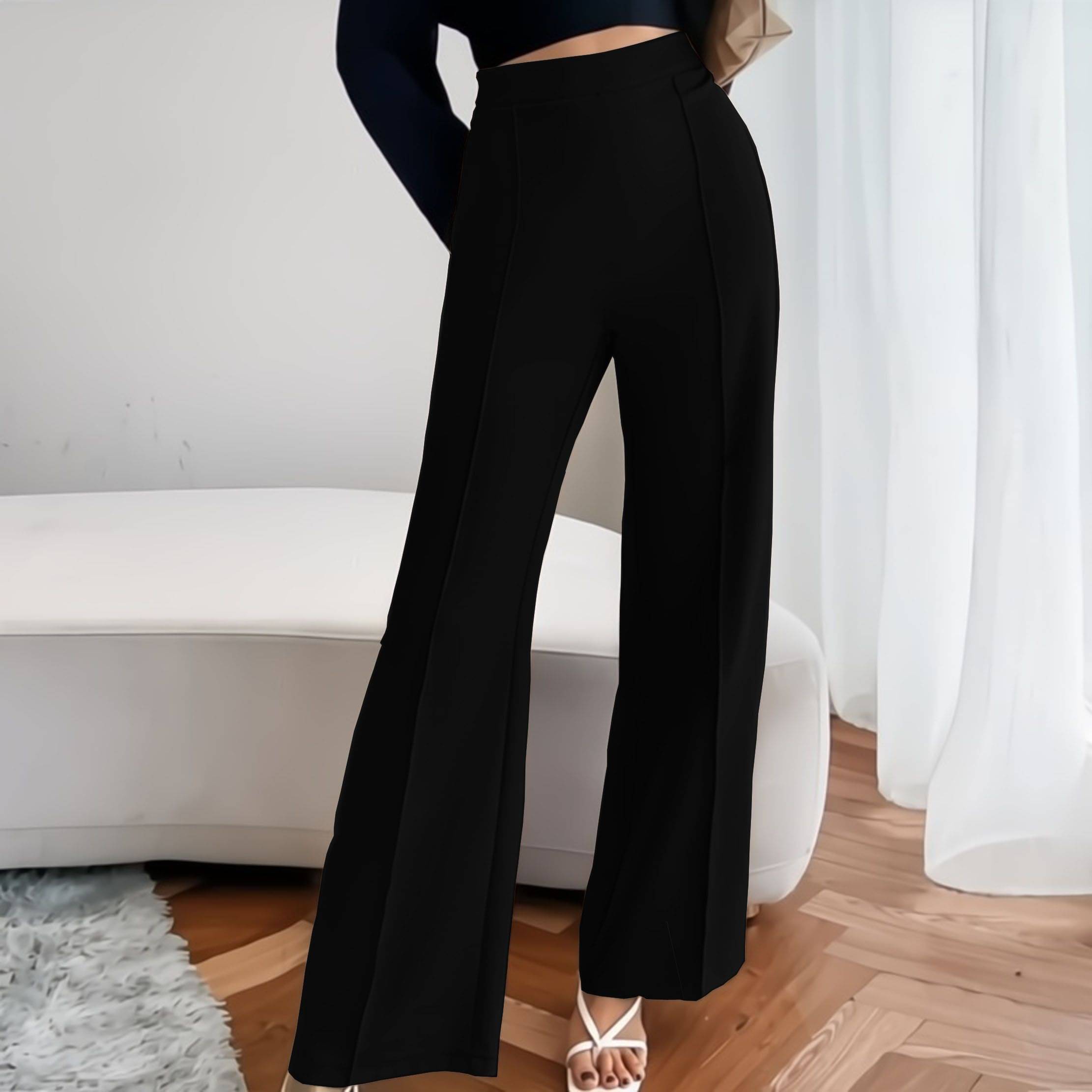     			KASENDRA Women Polyester Casual Trousers ( Black )