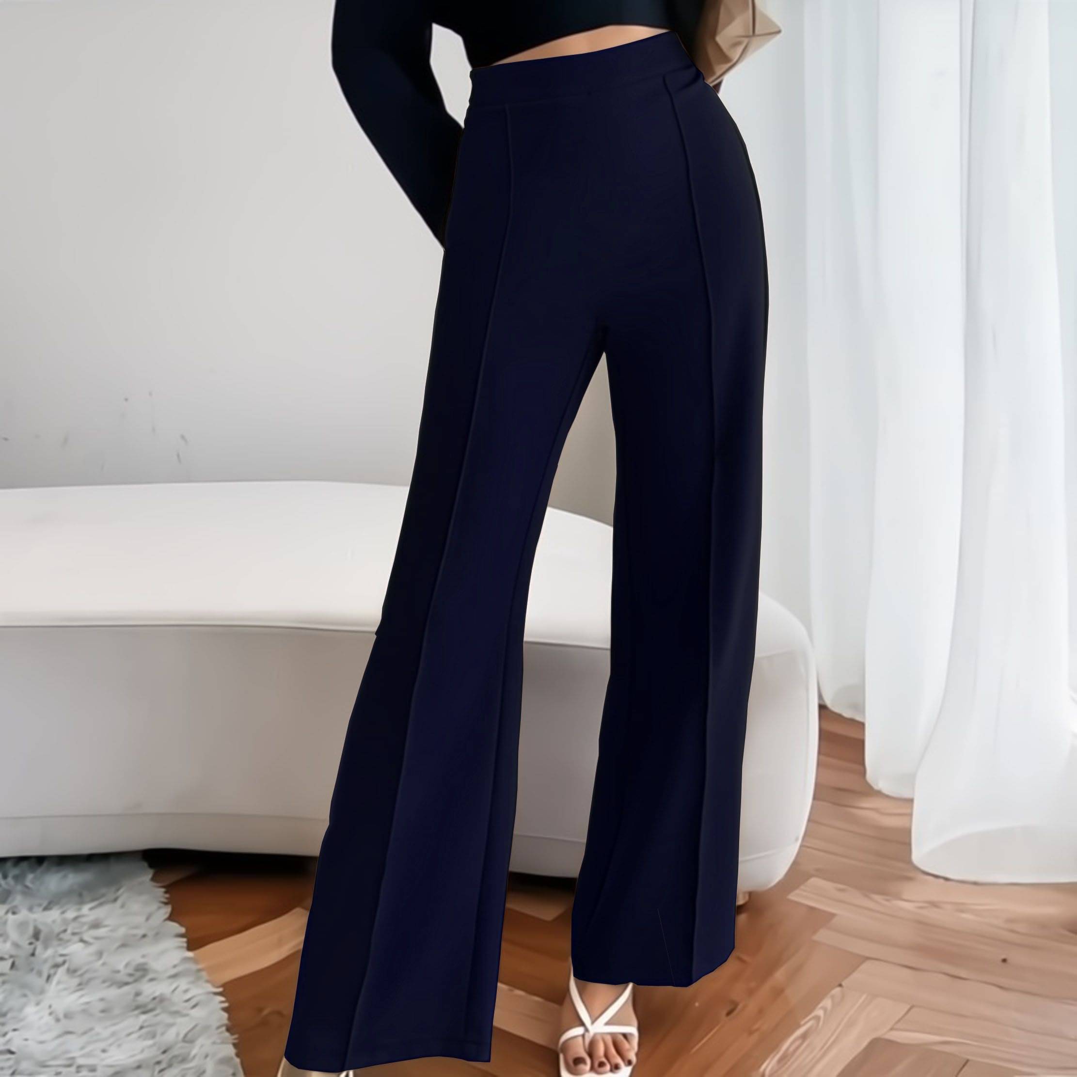     			KASENDRA Women Polyester Casual Trousers ( Blue )