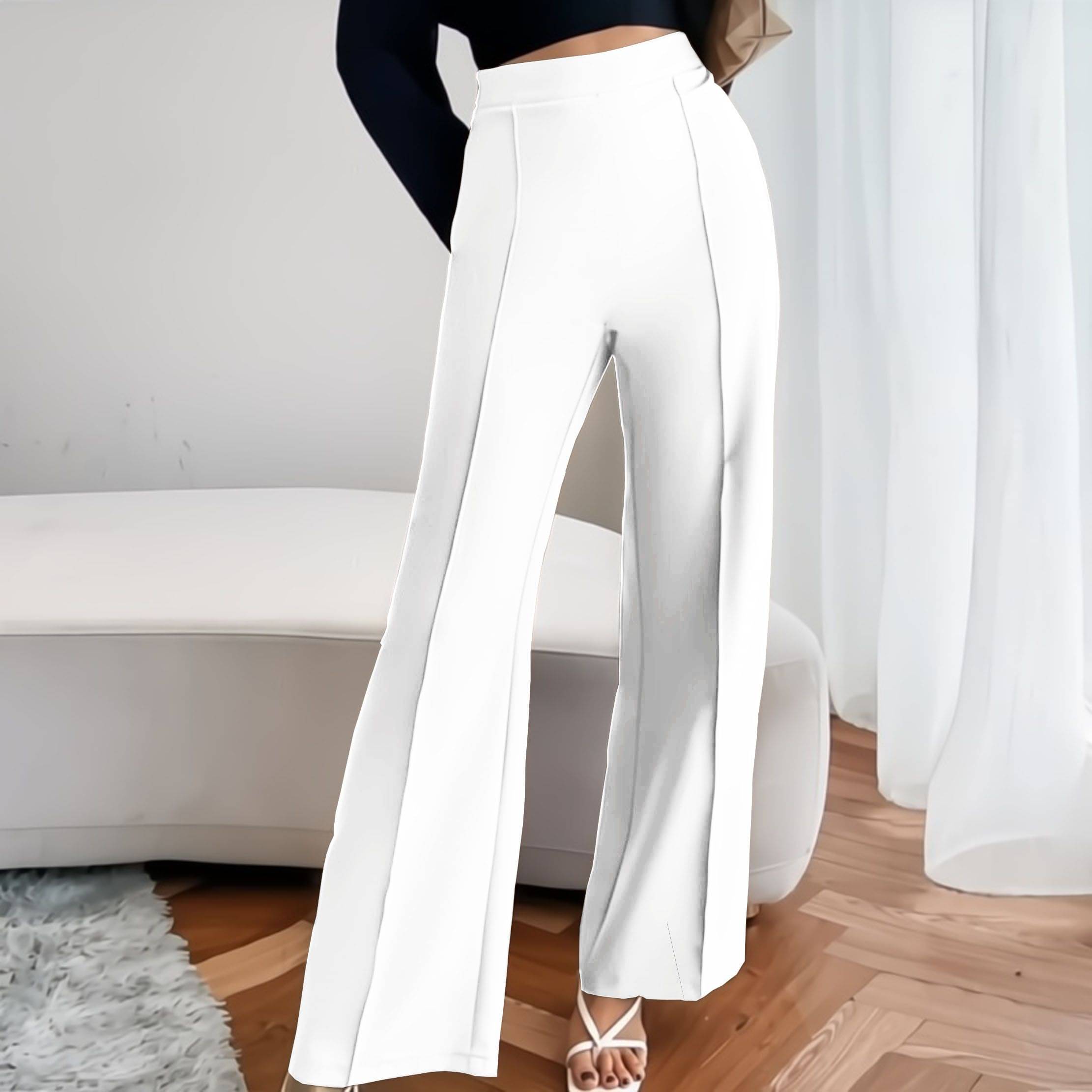     			KASENDRA Women Polyester Casual Trousers ( White )