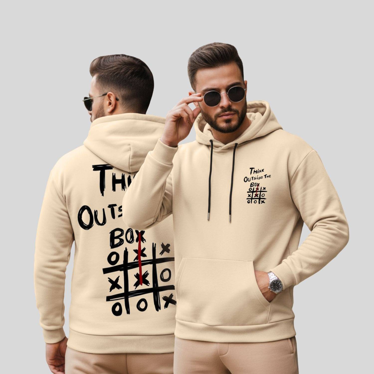 Kanhuzzz Fleece Hooded Men's Sweatshirt - Beige ( Pack of 1 )     			Kanhuzzz Fleece Hooded Men's Sweatshirt - Beige ( Pack of 1 )