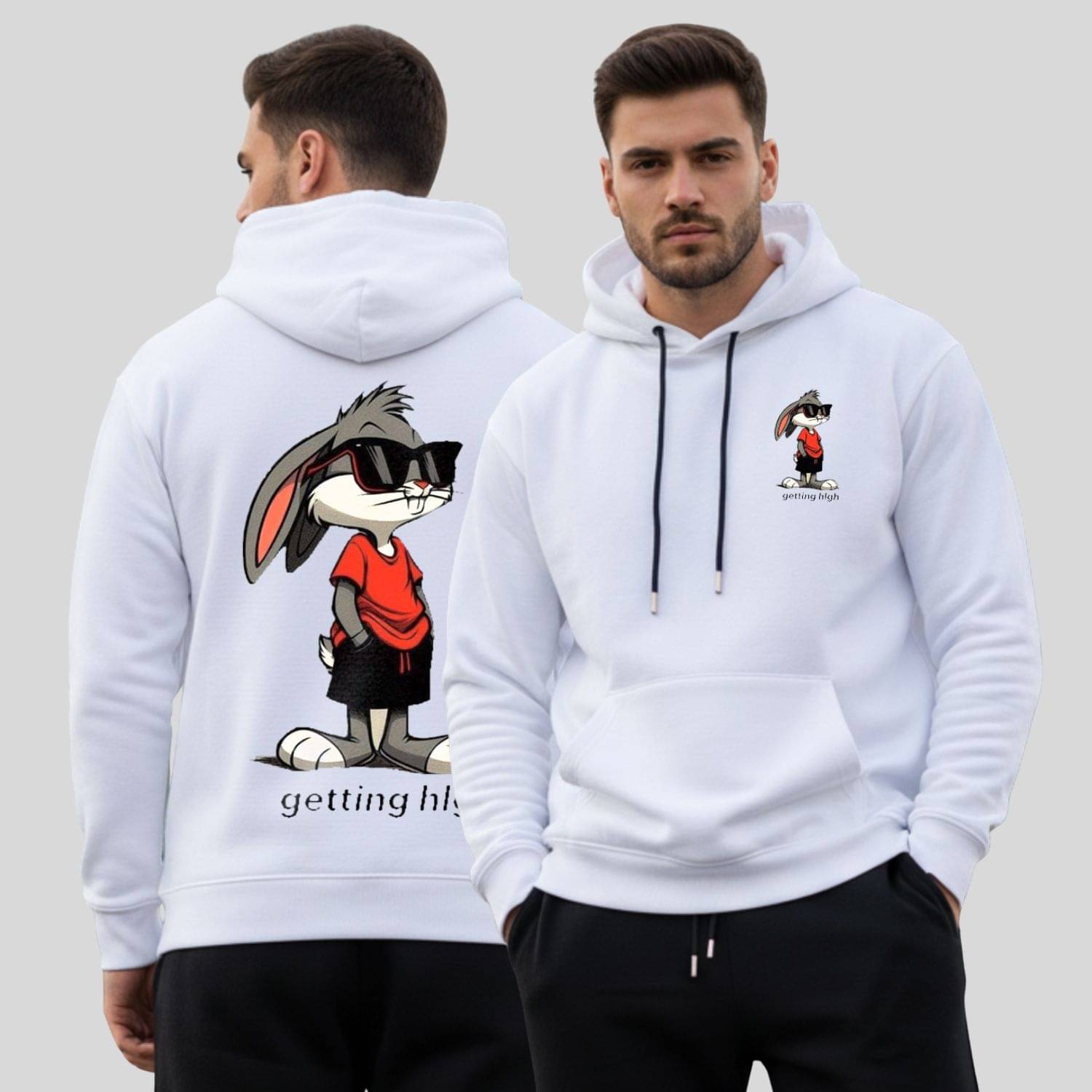     			Kanhuzzz Fleece Hooded Men's Sweatshirt - White ( Pack of 1 )