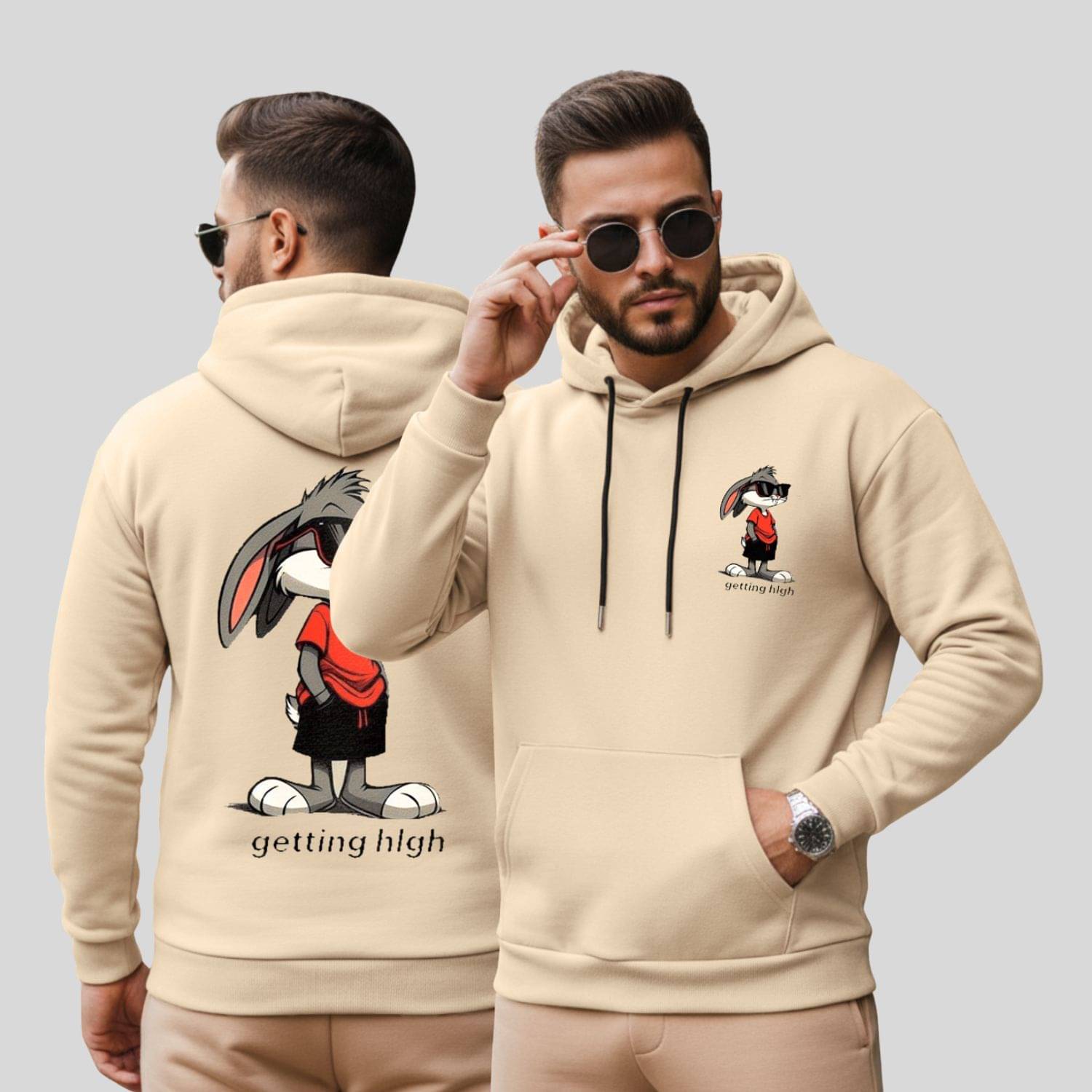     			Kanhuzzz Fleece Hooded Men's Sweatshirt - Beige ( Pack of 1 )